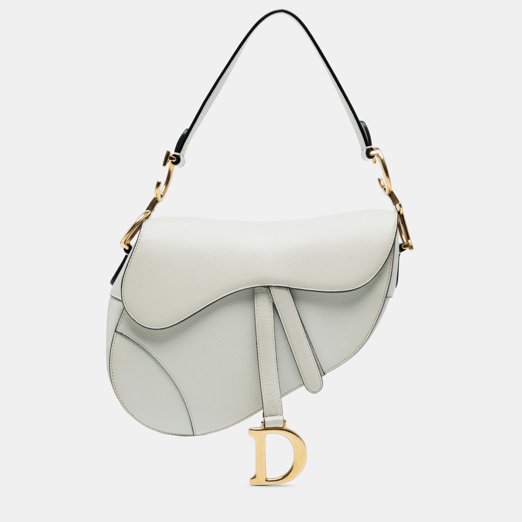 

Dior White Grained Calfskin Saddle Bag