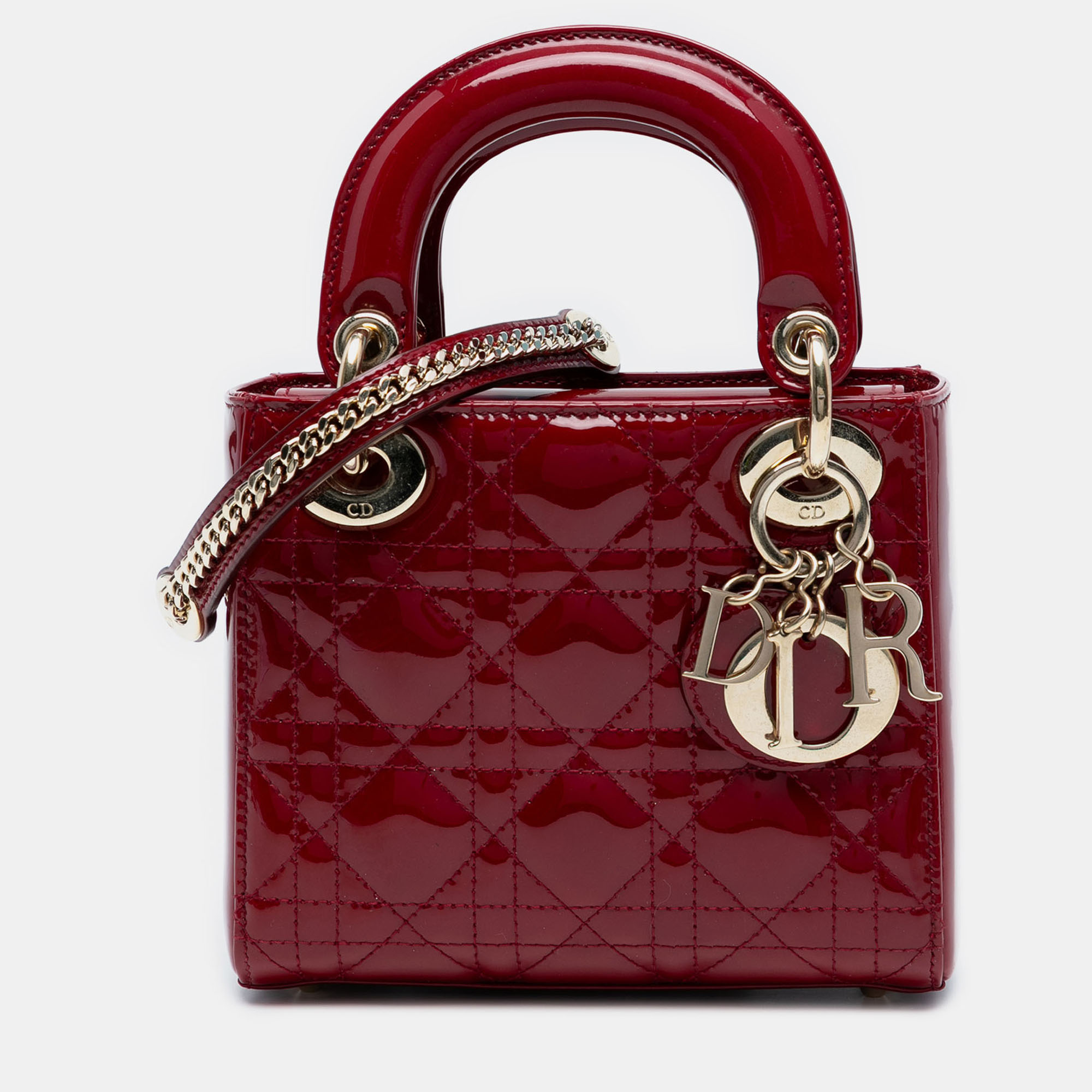 

Dior Red Mini Patent Cannage Lady Dior