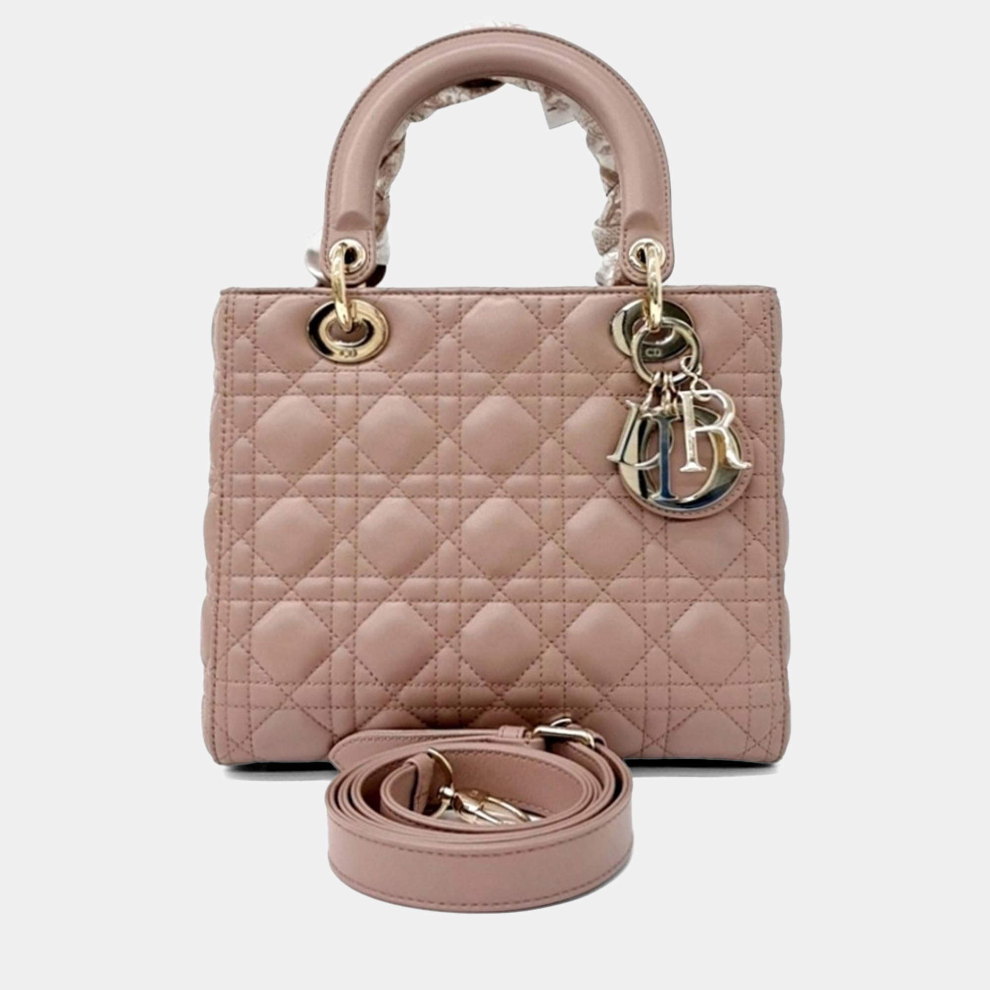 

Dior Pink Leather Cannage Lady Bag Medium