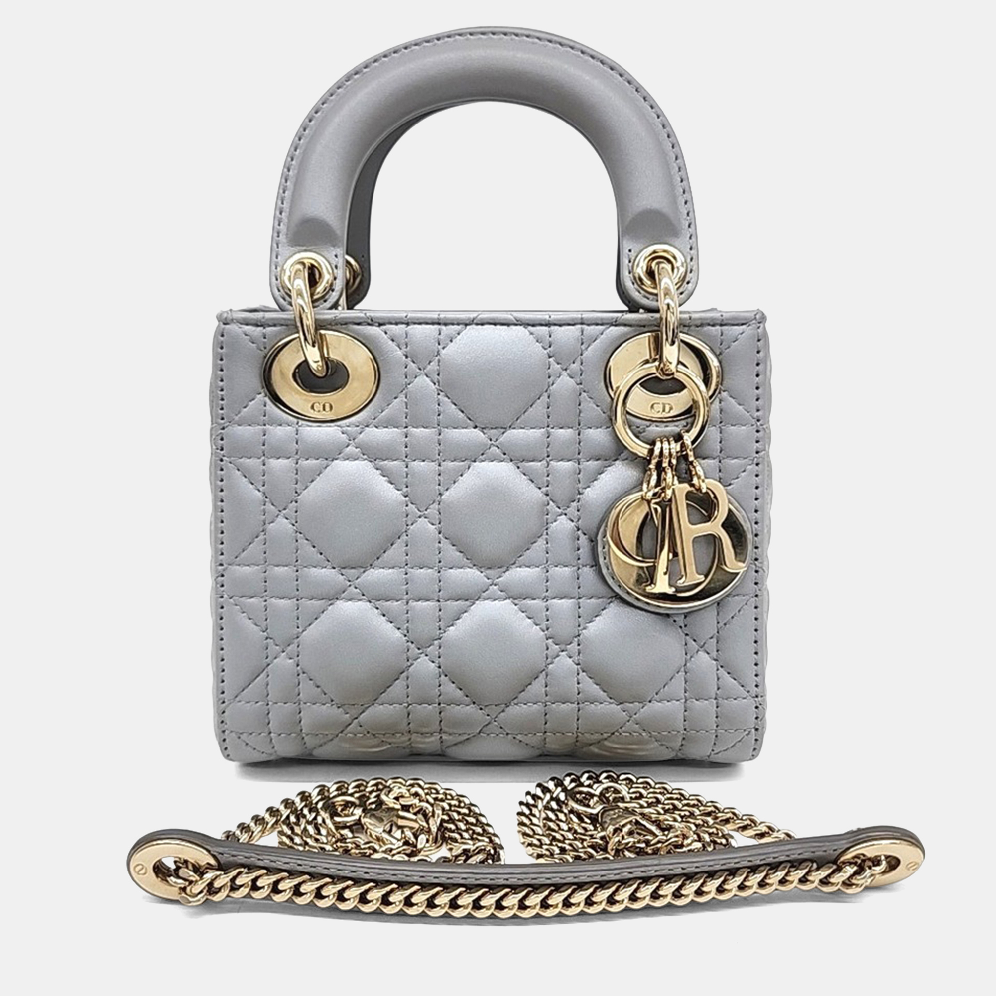 

Dior Grey Leather Cannage Lady Bag Mini
