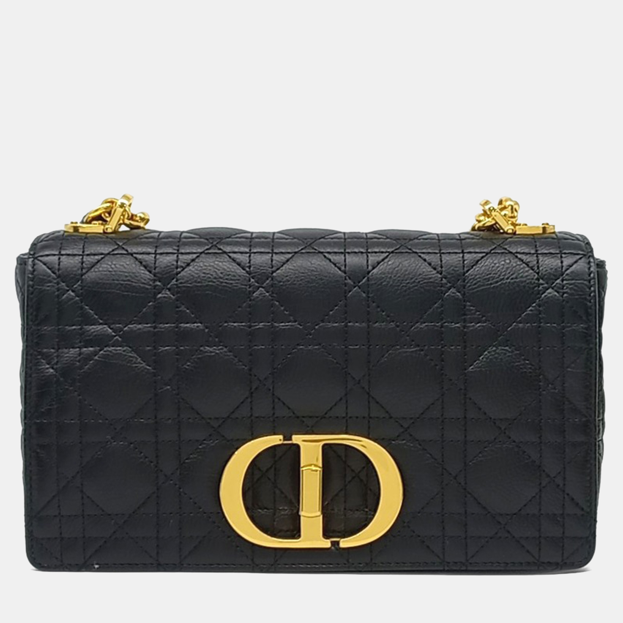 Pre-owned Dior Black Leather Caro Bag Medium