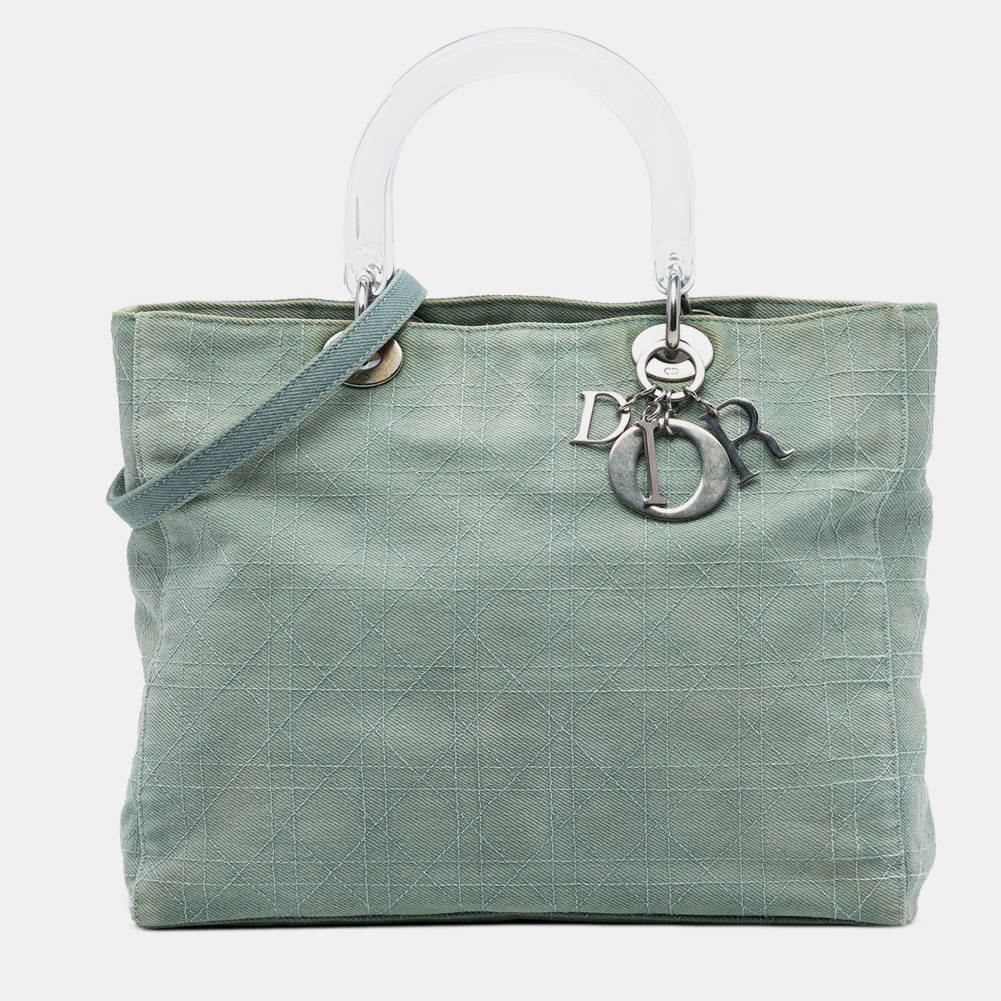 

Dior Blue Large Denim Cannage Acrylic Handles Lady Dior