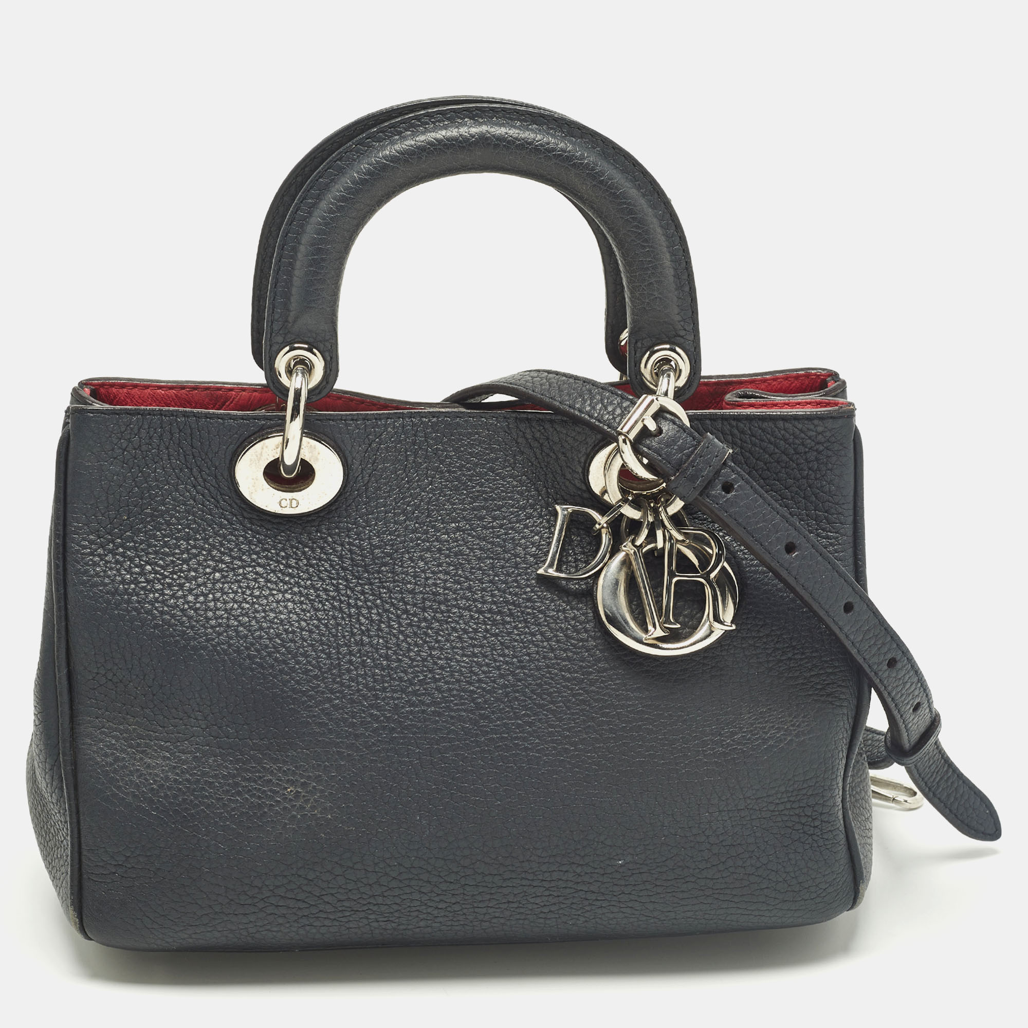 Pre-owned Dior Issimo Small Navy Blue Leather Tote