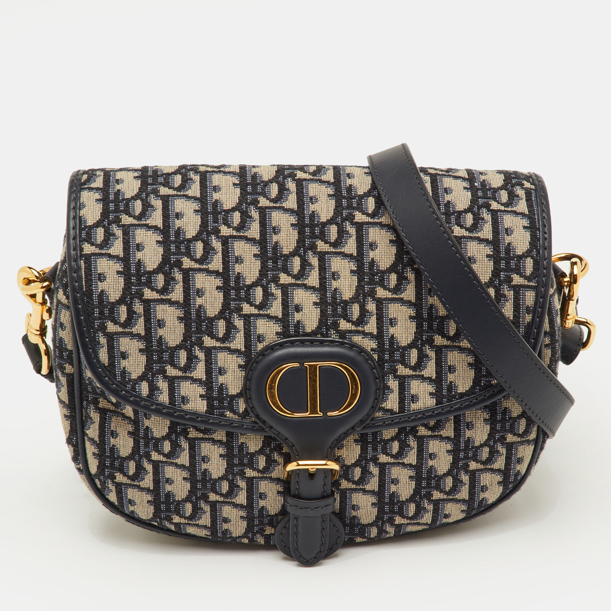 

Dior Bobby  Navy Blue/Beige Oblique Jacquard and Leather Shoulder Bag