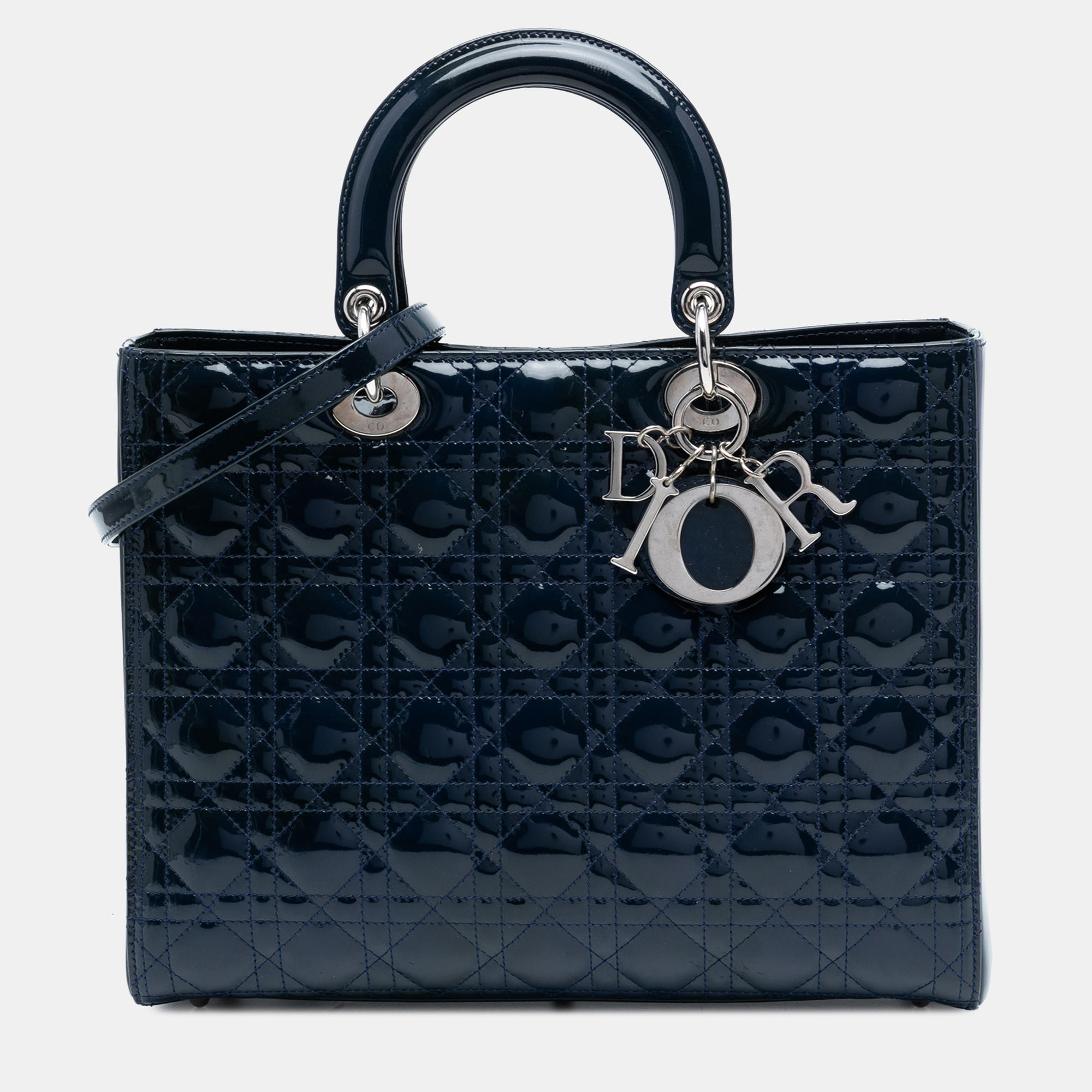 

Dior Blue Large Patent Cannage Lady Dior