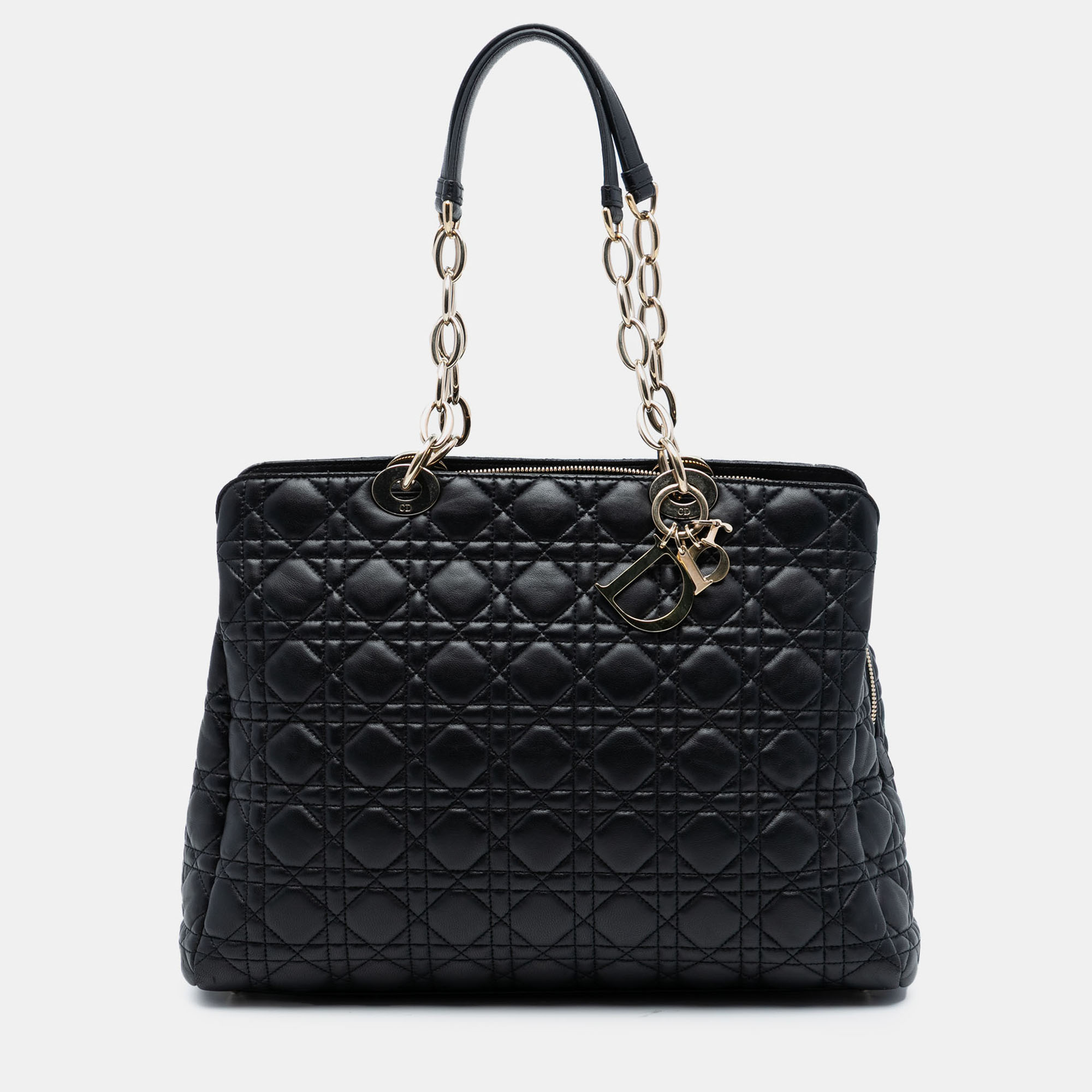 

Dior Black Large Lambskin Cannage Soft Zipped Lady Dior Shopping Tote