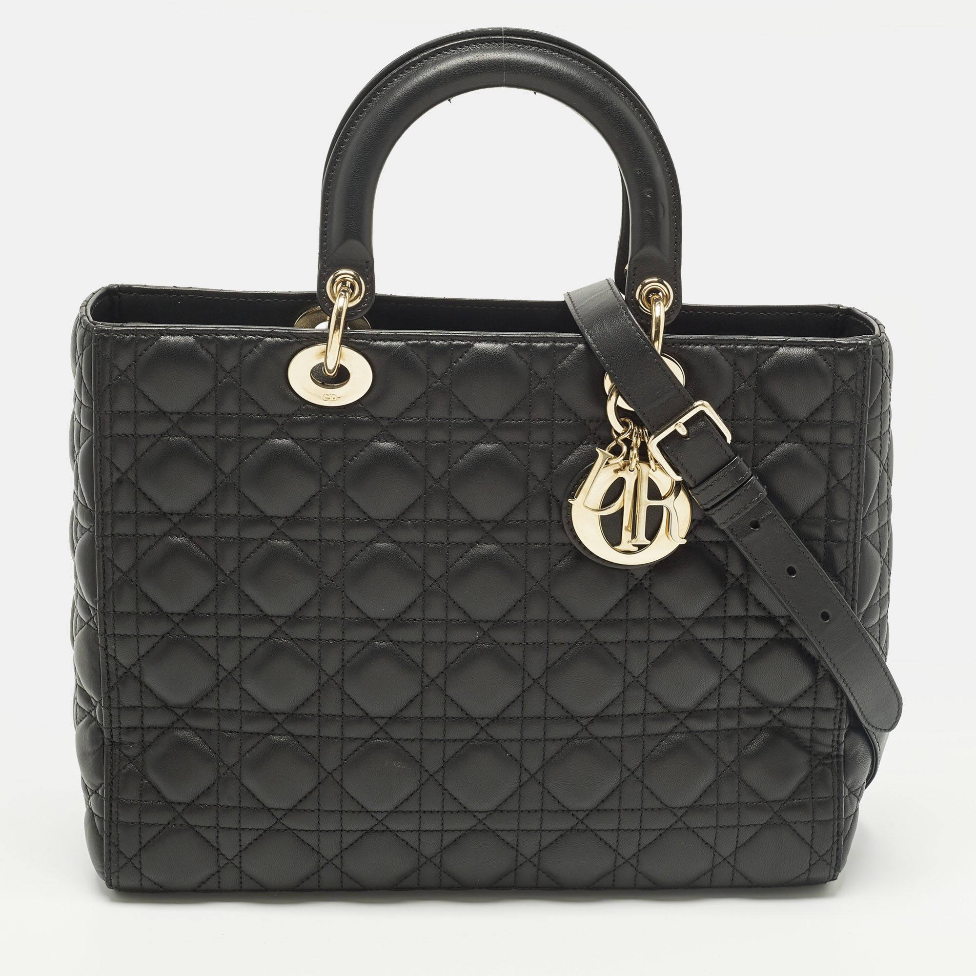 

Dior Lady Dior  Black Cannage Leather Tote