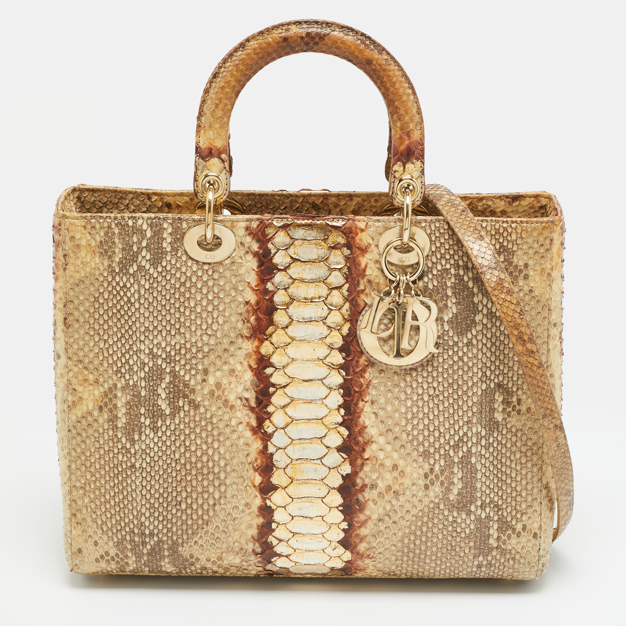 

Dior Lady Dior Large Gold Python Tote