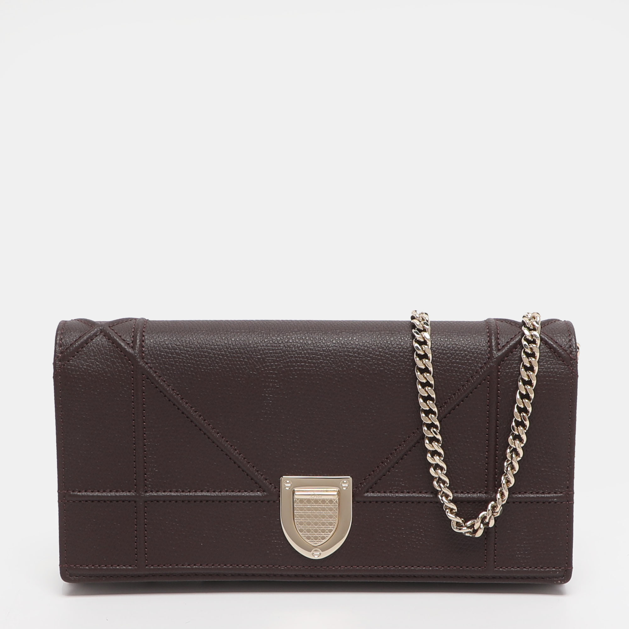 

Dior Diorama Burgundy Leather Wallet On Chain