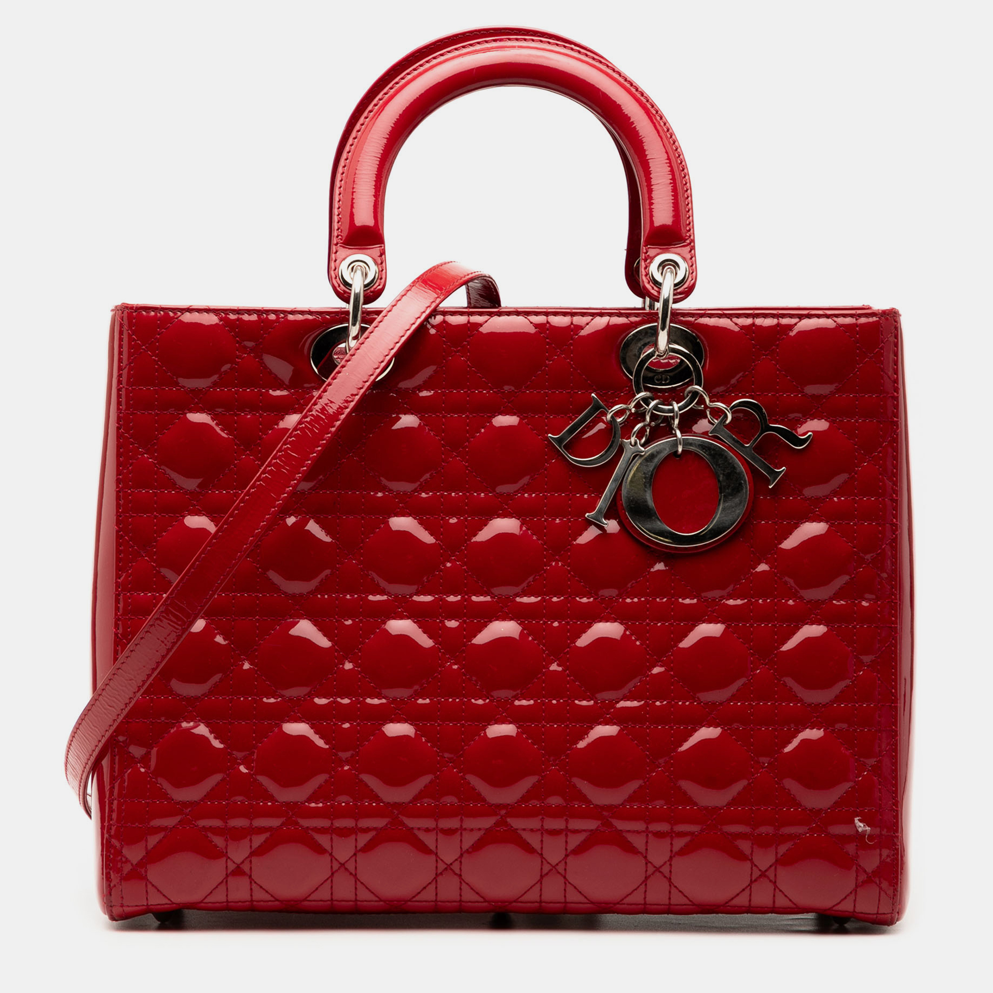 

Dior Red Large Patent Cannage Lady Dior