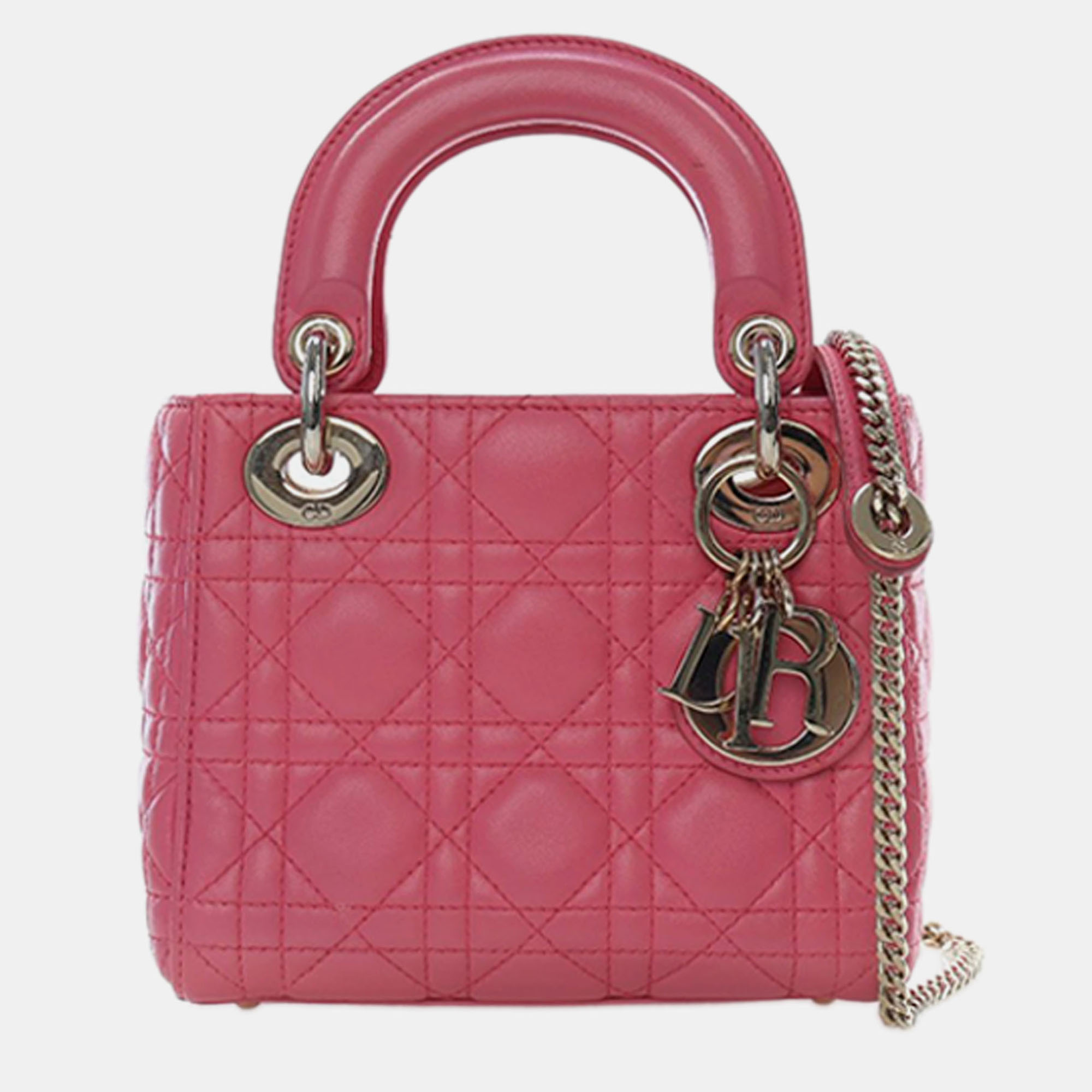 

Dior Pink Mini Lambskin Cannage Lady Dior