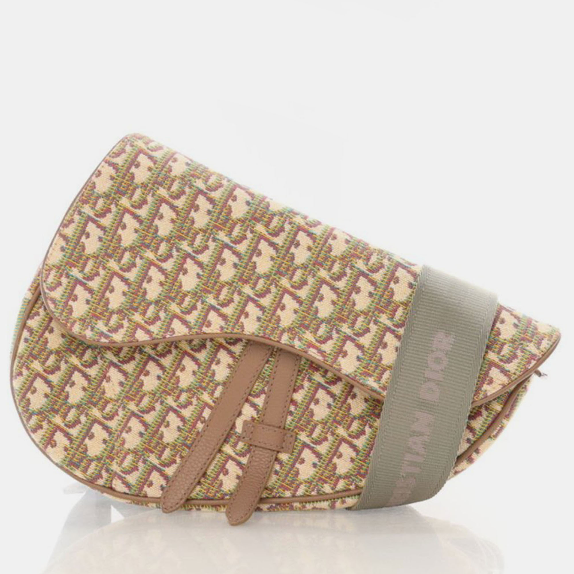 

Dior Medium Jacquard Oblique Saddle Bag, Beige
