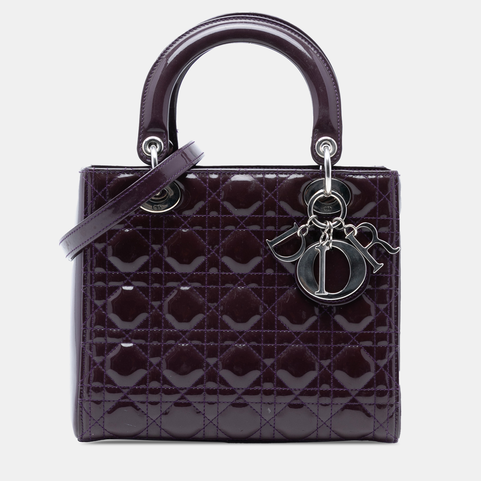 

Dior Purple Medium Patent Cannage Lady Dior