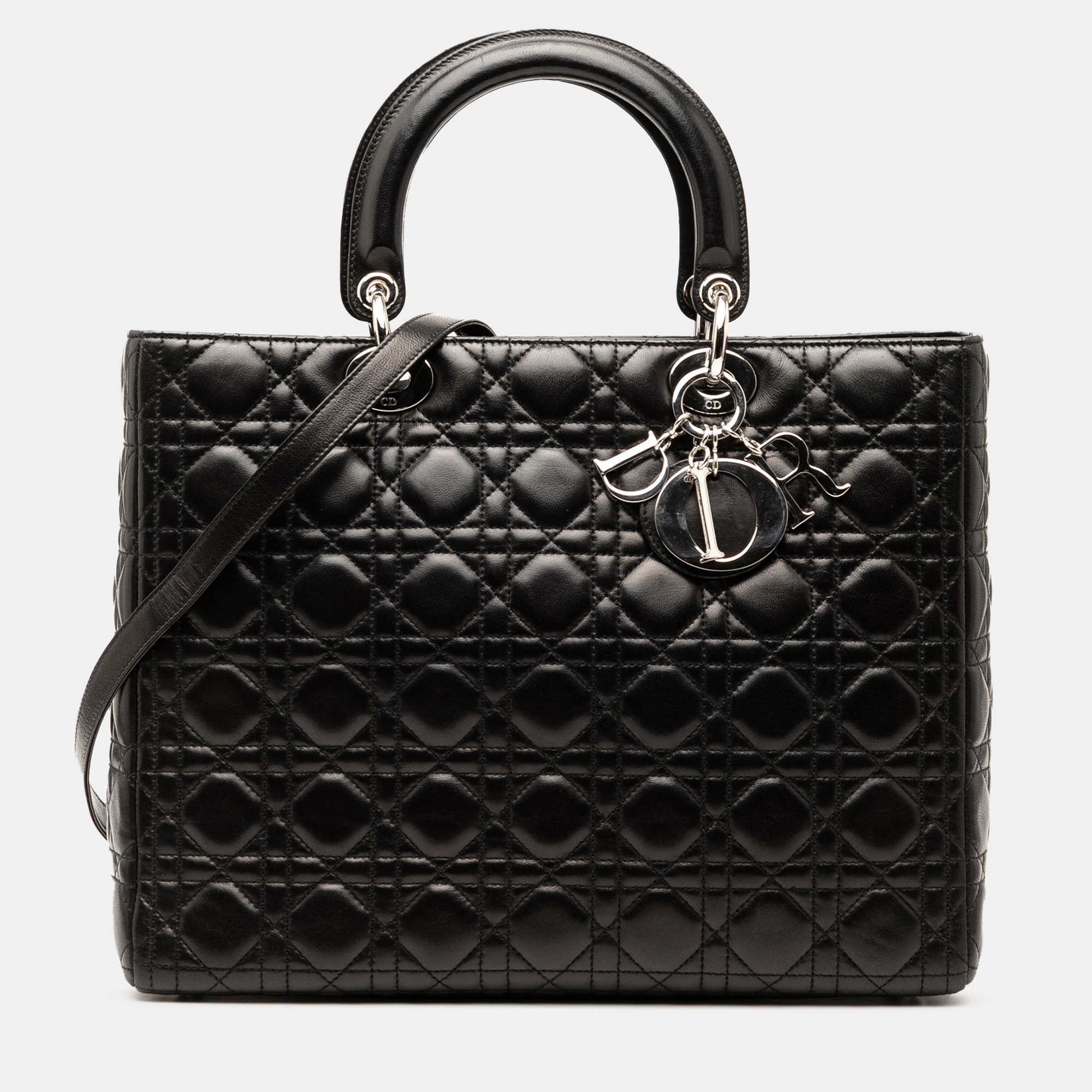 

Dior Black Large Lambskin Cannage Lady Dior