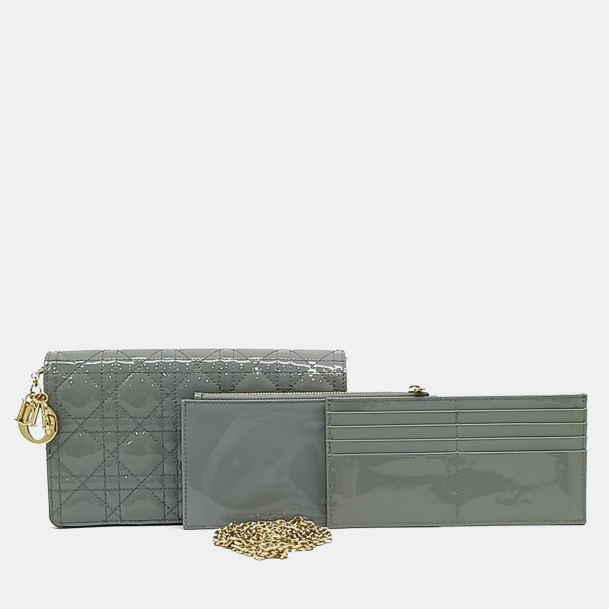 

Dior Grey Leather Patent Cannage Crossbody Bag