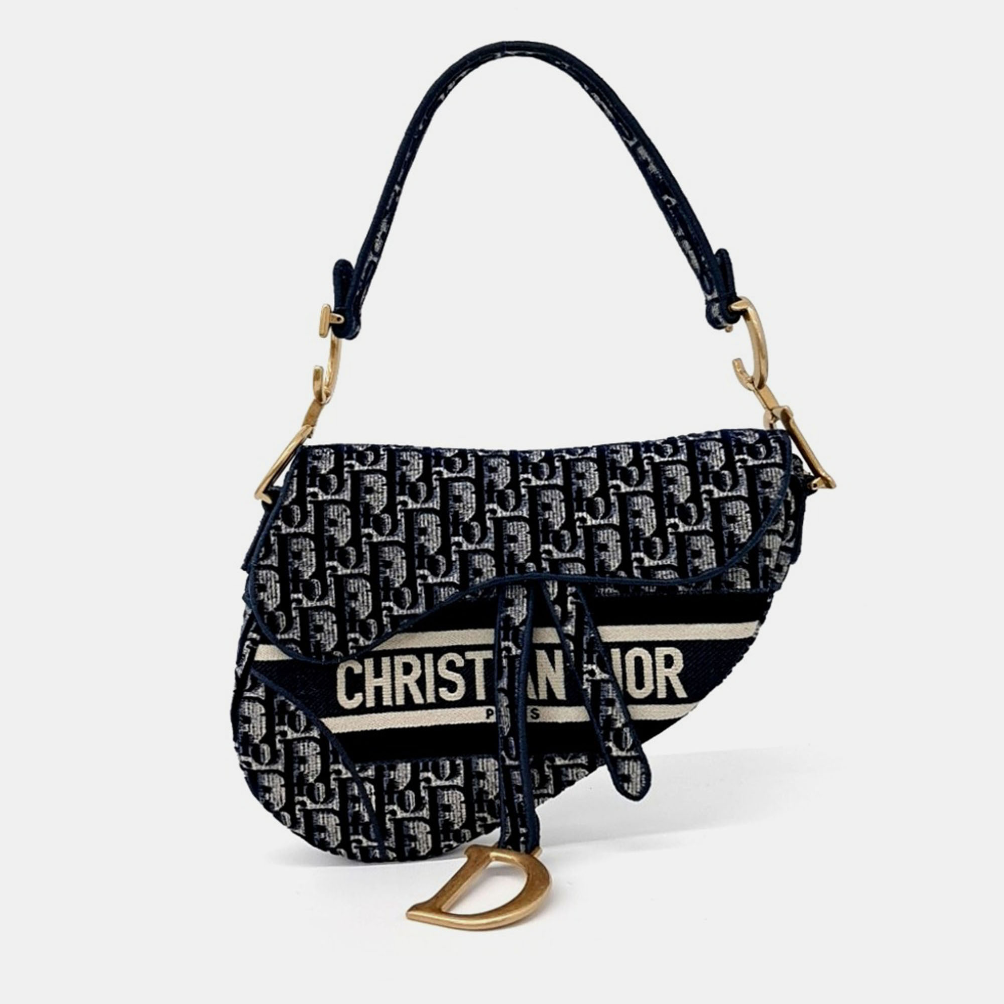 Dior Black Fabric Velvet Oblique Saddle Bag