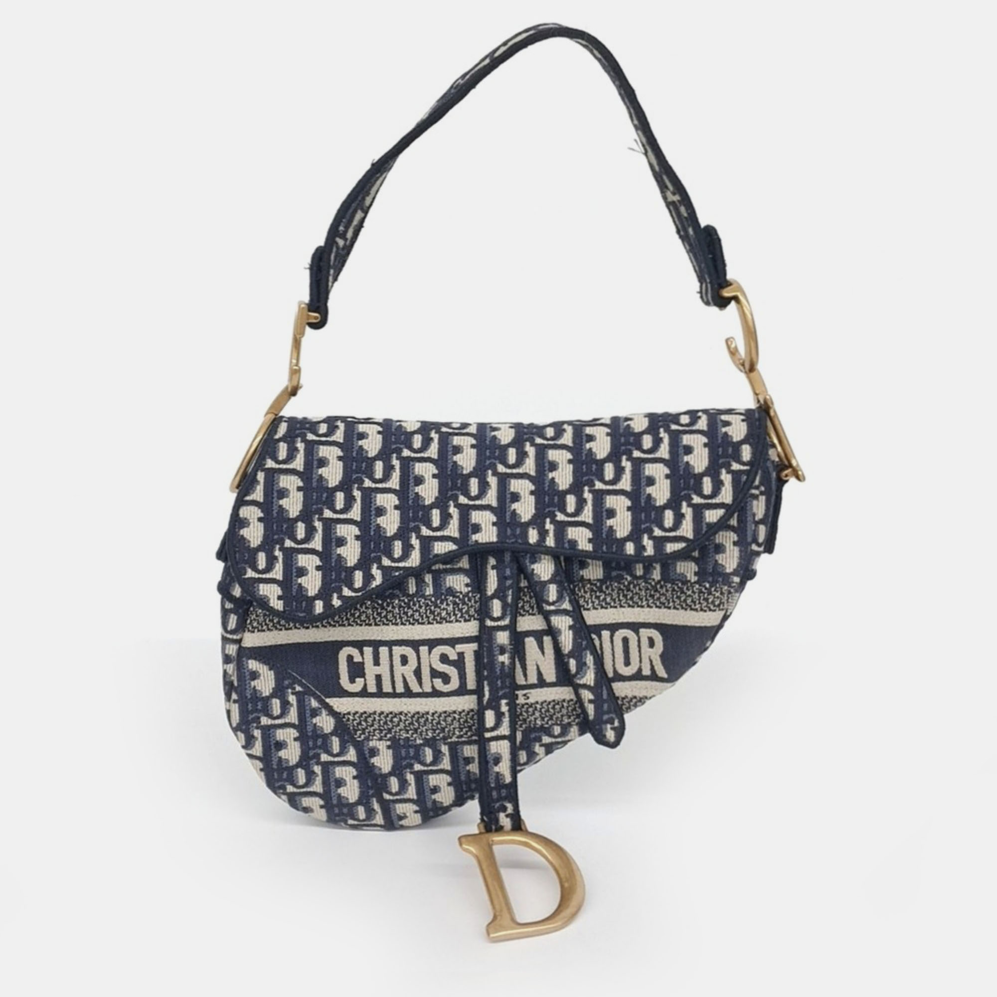 

Dior Navy Blue Fabric Oblique Saddle Bag