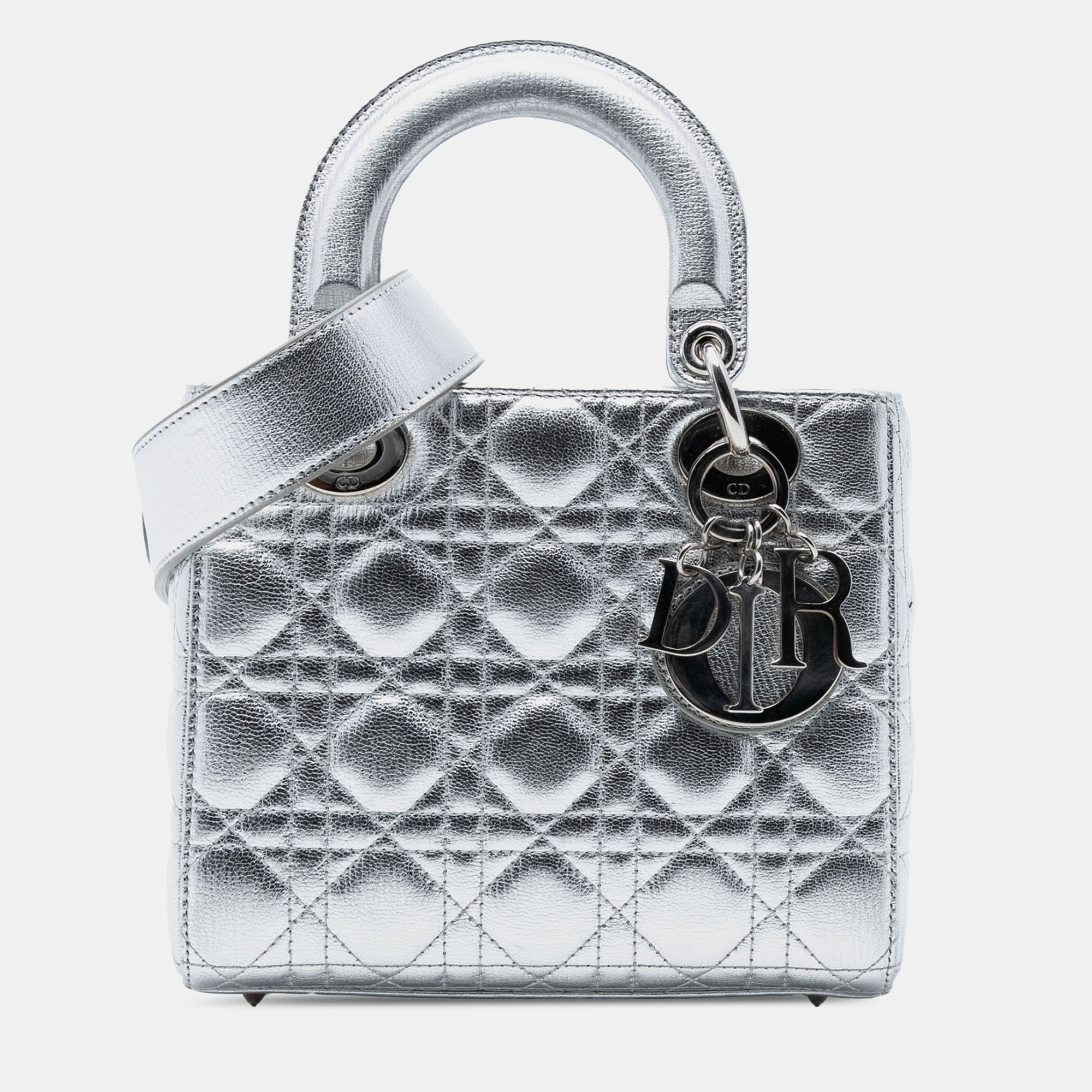 

Dior Silver Small Metallic Grained Calfskin Cannage My ABCDior Lady Dior