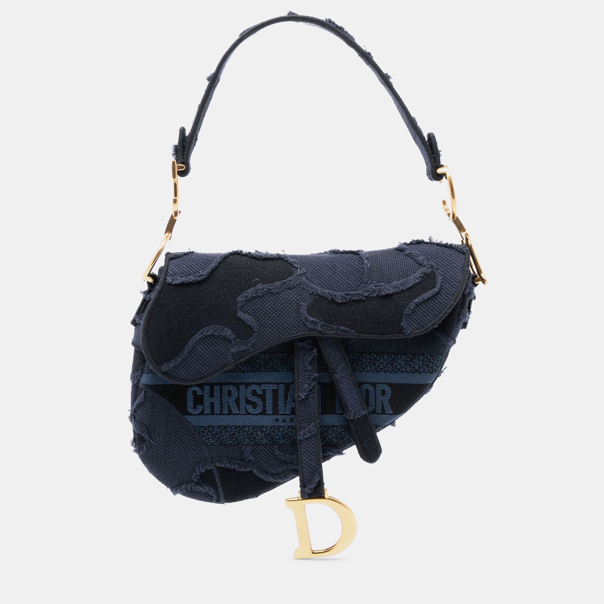 

Dior Blue Camouflage Embroidered Canvas Saddle Bag