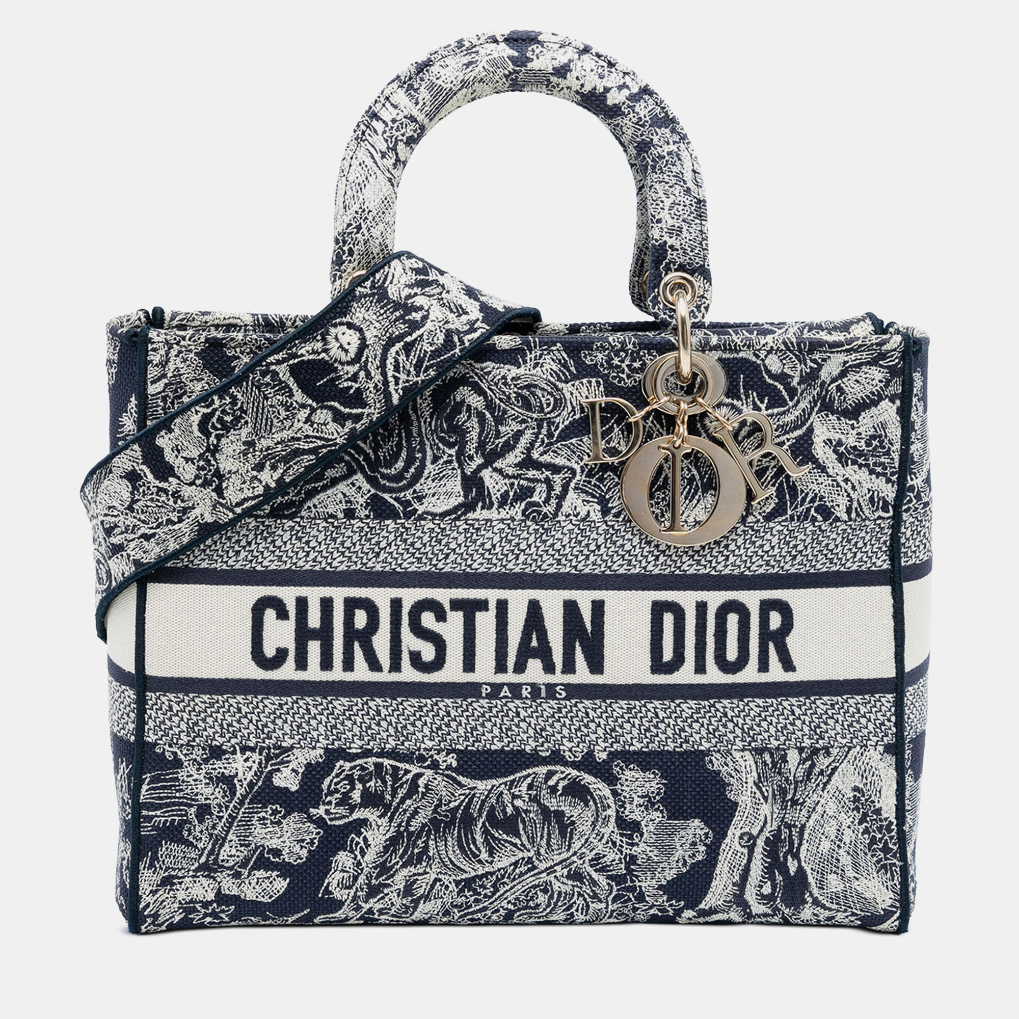 

Dior Blue Large Embroidered Canvas Toile de Jouy Lady D Lite