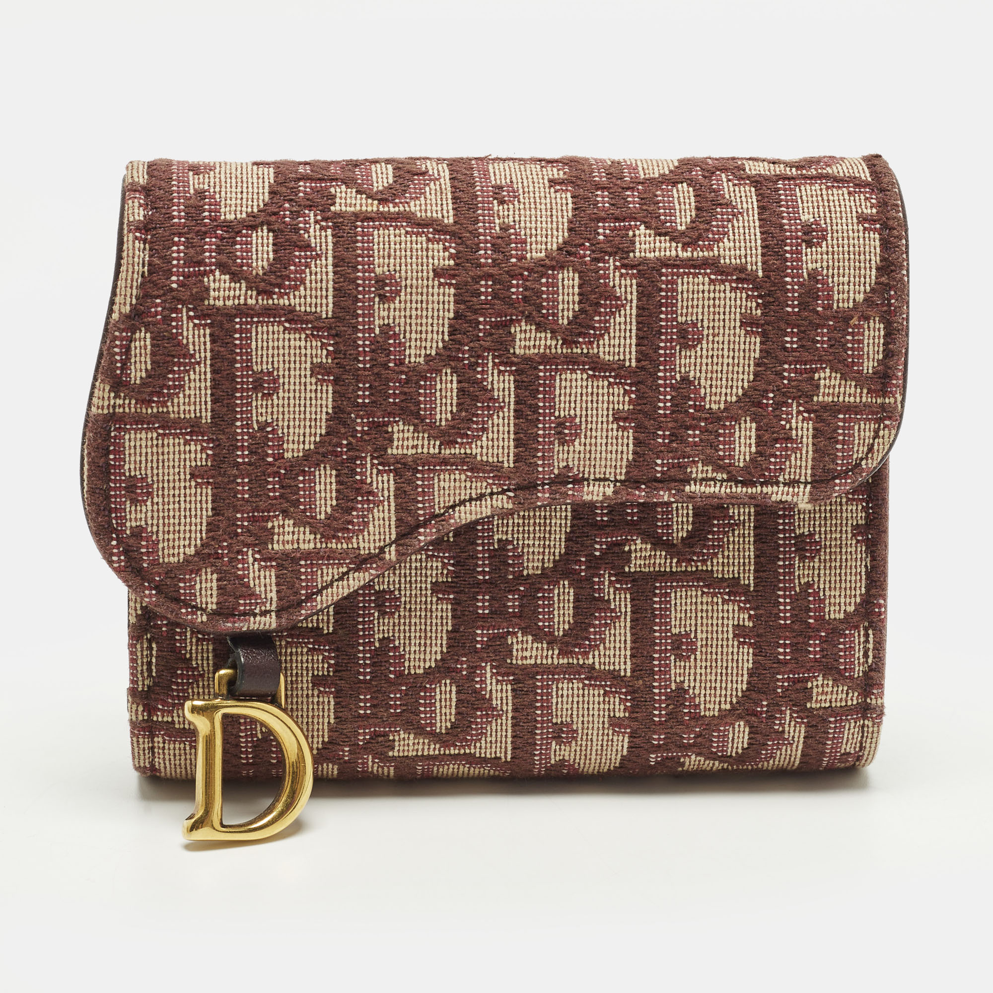 

Dior Saddle Burgundy Diorissimo Canvas Compact Wallet