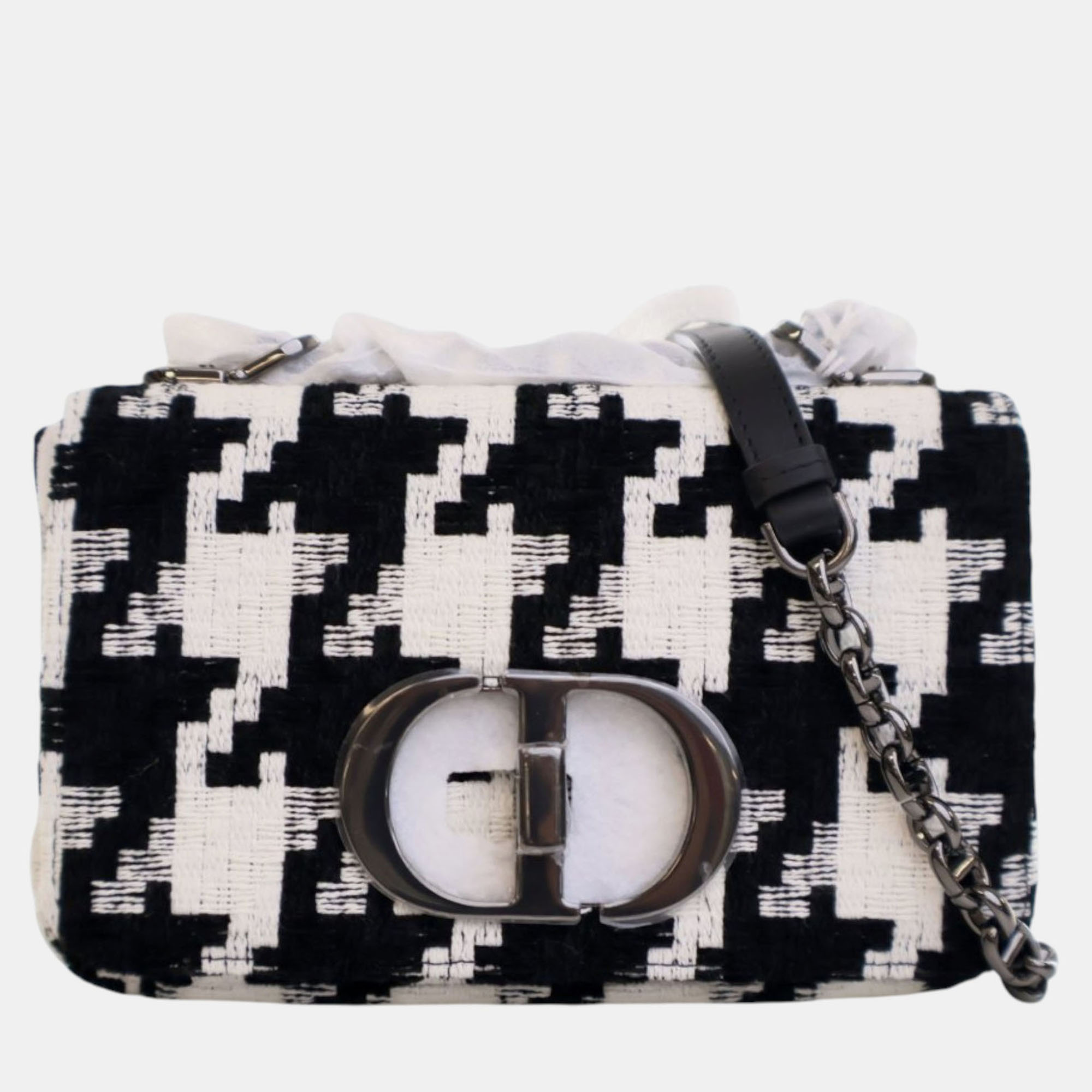 

Dior Black Small Technical Canvas Macro Houndstooth Caro Bag