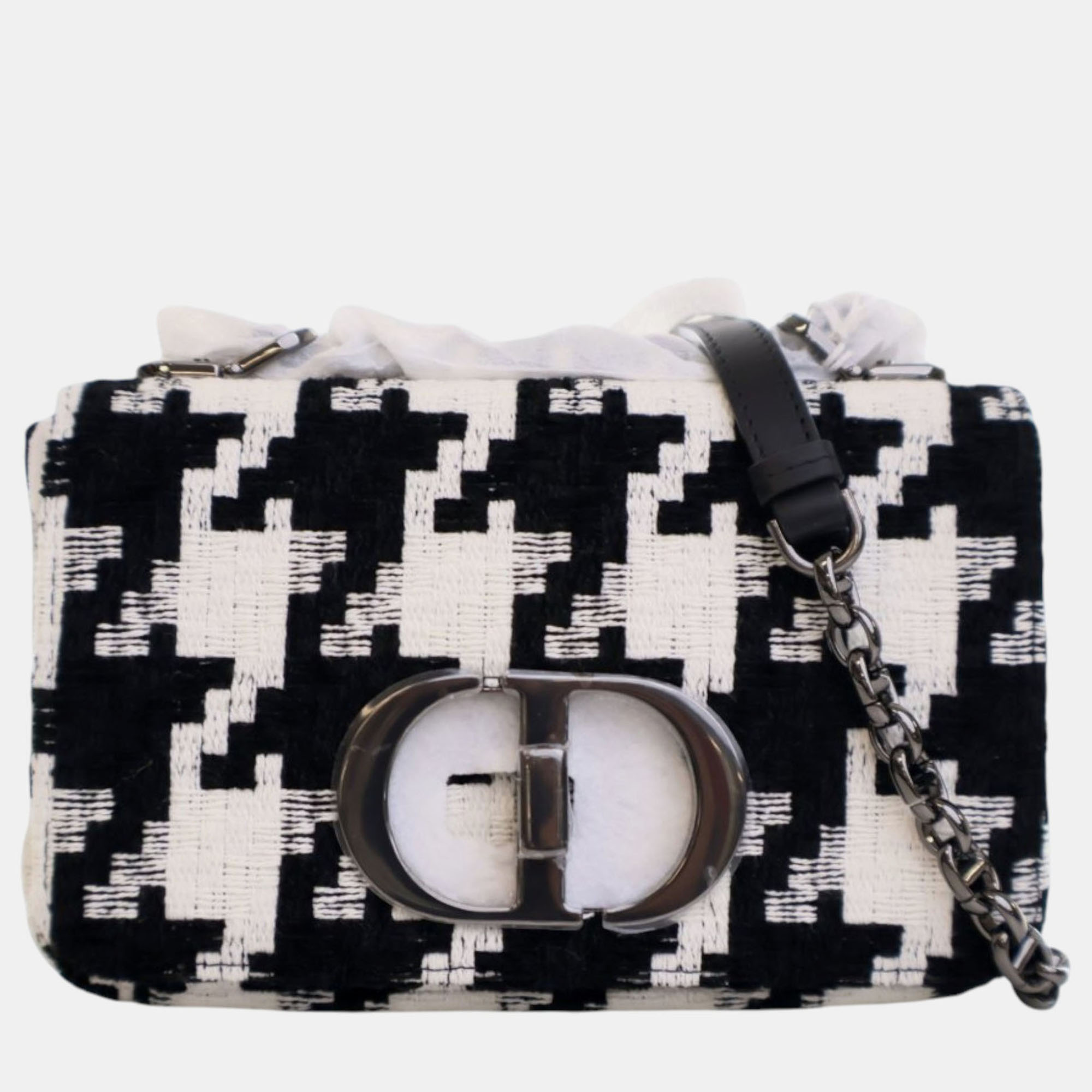 

Dior Black Small Technical Canvas Macro Houndstooth Caro Bag