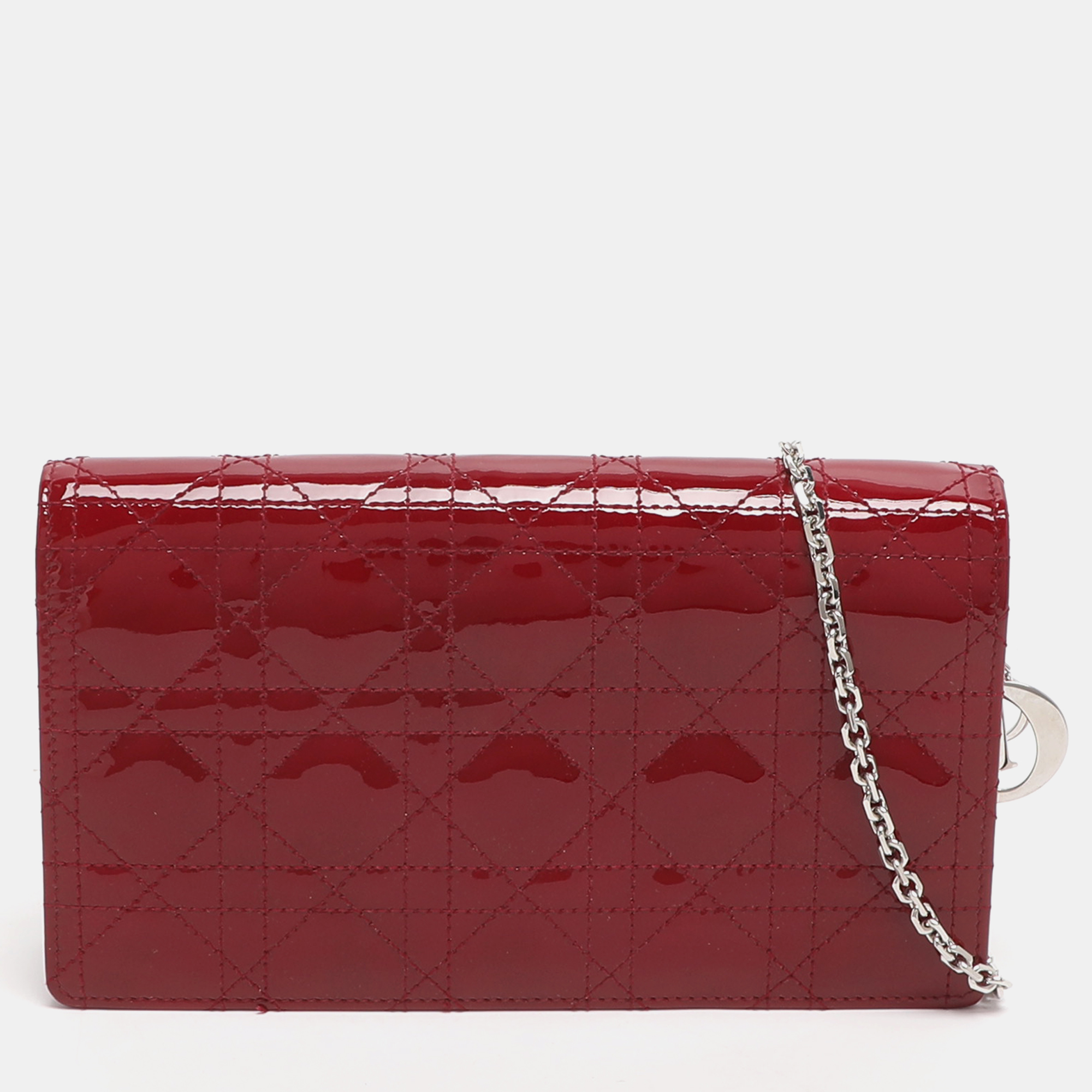 

Dior Lady Dior Red Cannage Patent Leather Clutch