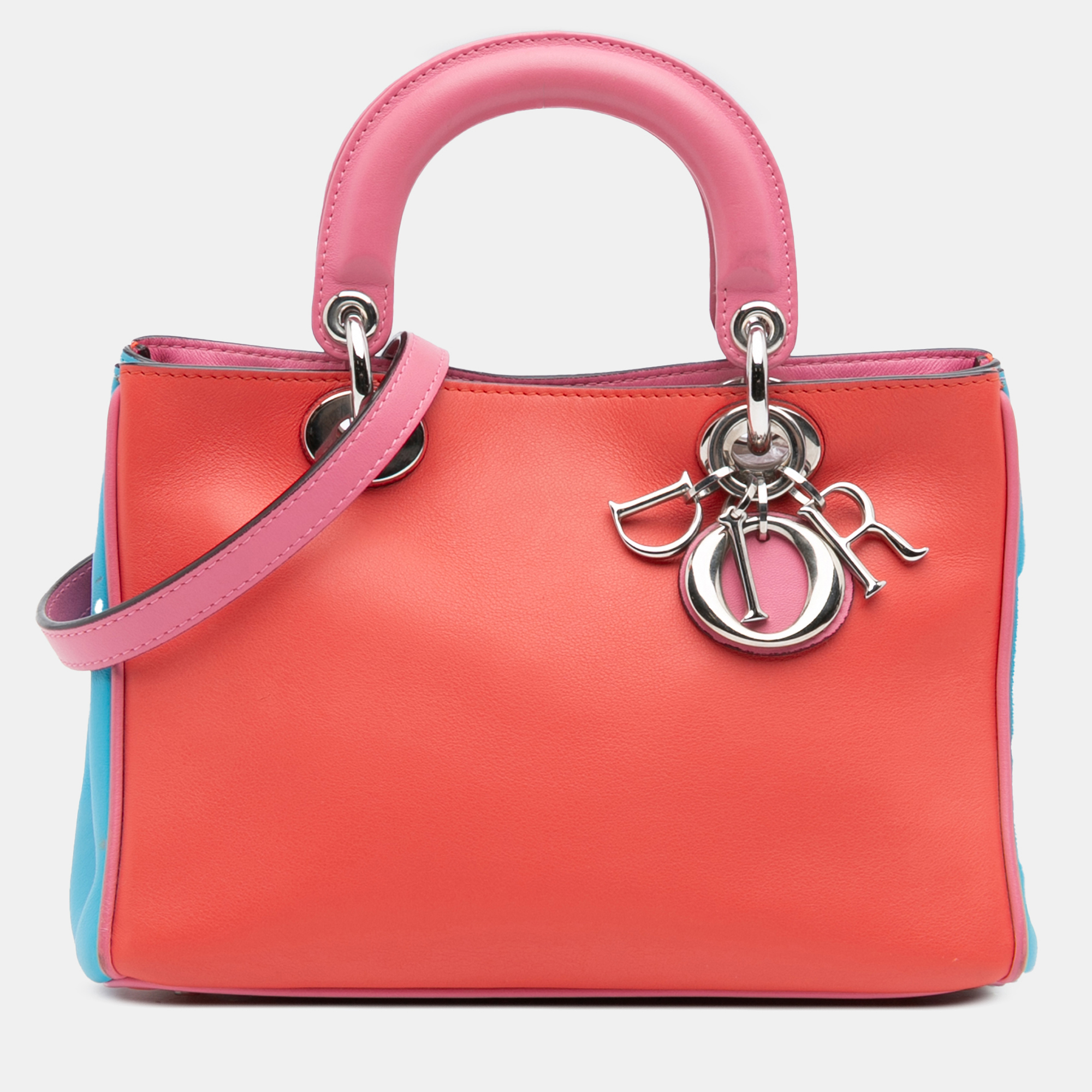

Dior Red Mini Tricolor Leather Diorissimo Satchel