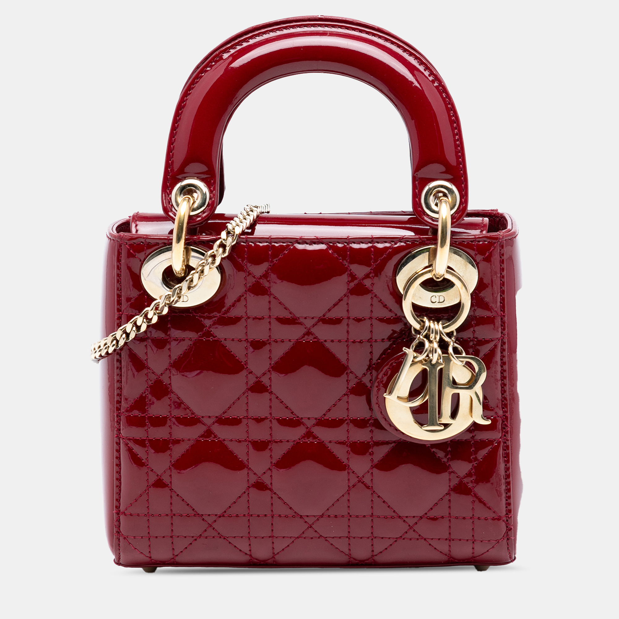

Dior Red Mini Patent Cannage Lady Dior