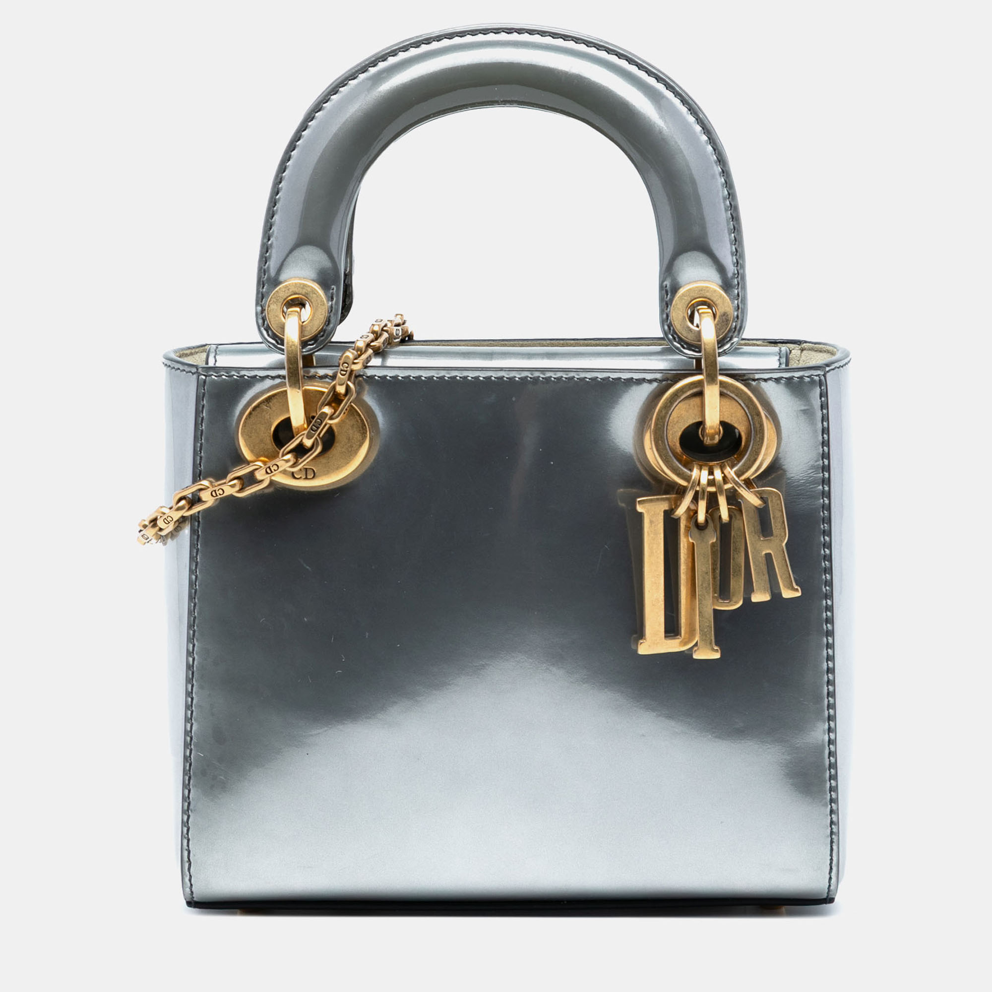 

Dior Silver Mini Metallic Patent Lady Dior