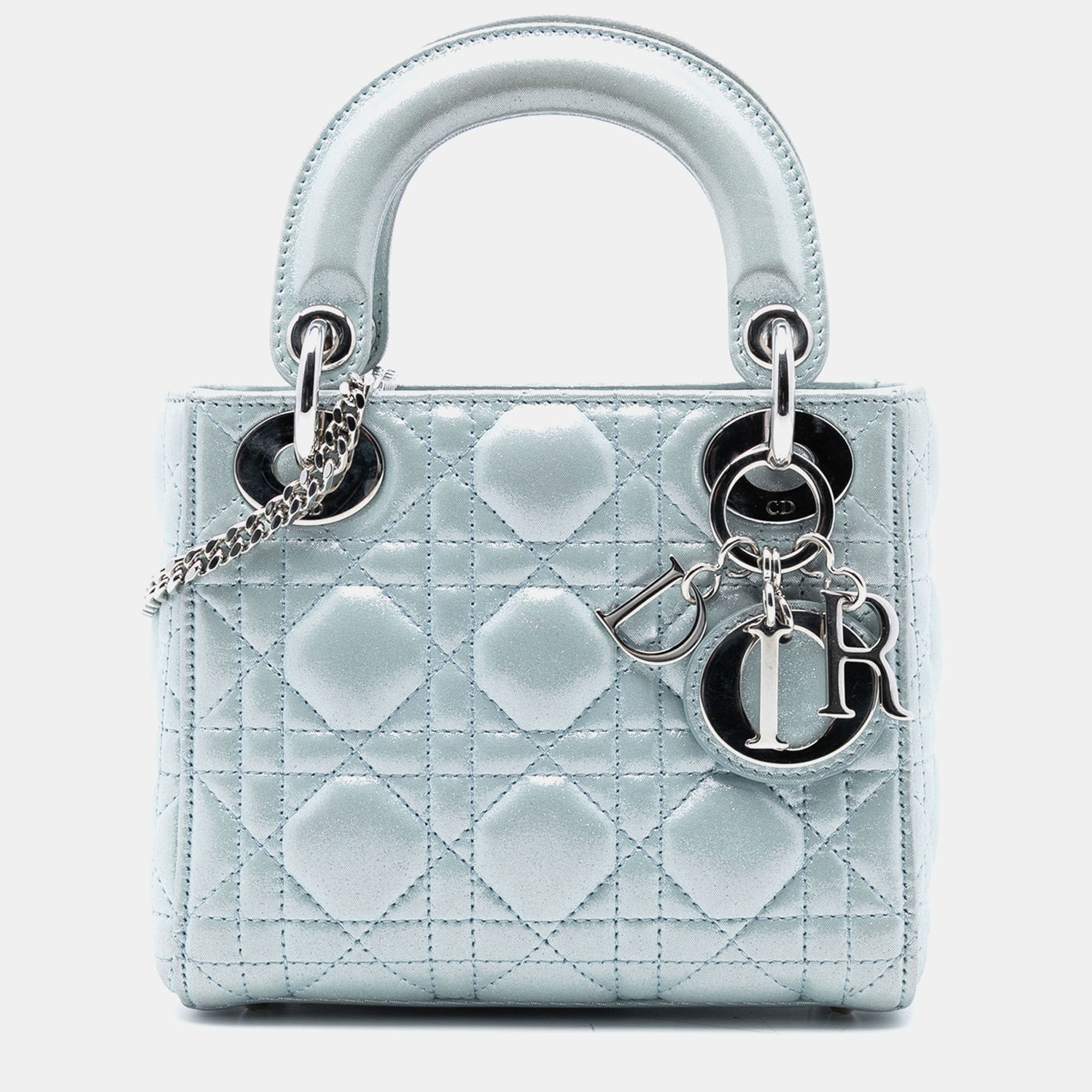 

Dior Blue Mini Iridescent Lambskin Cannage Lady Dior