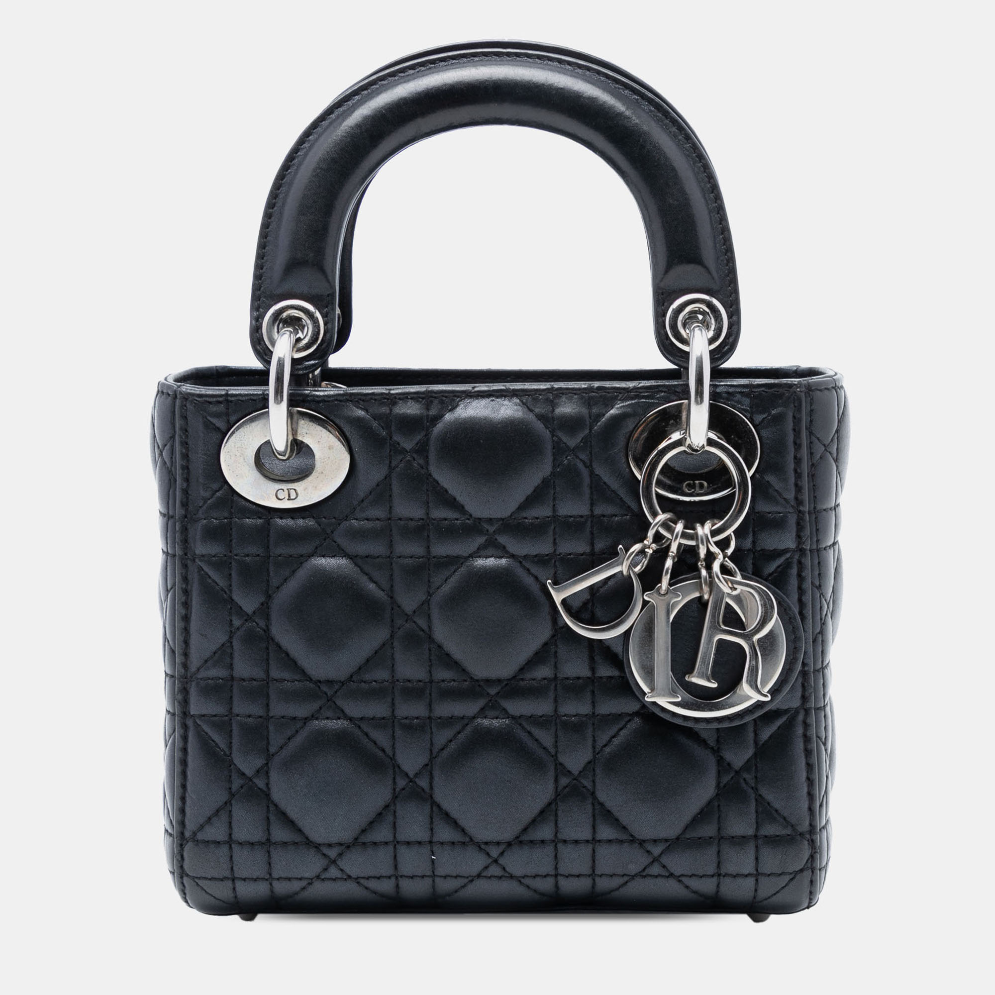 

Dior Black Mini Iridescent Lambskin Cannage Lady Dior