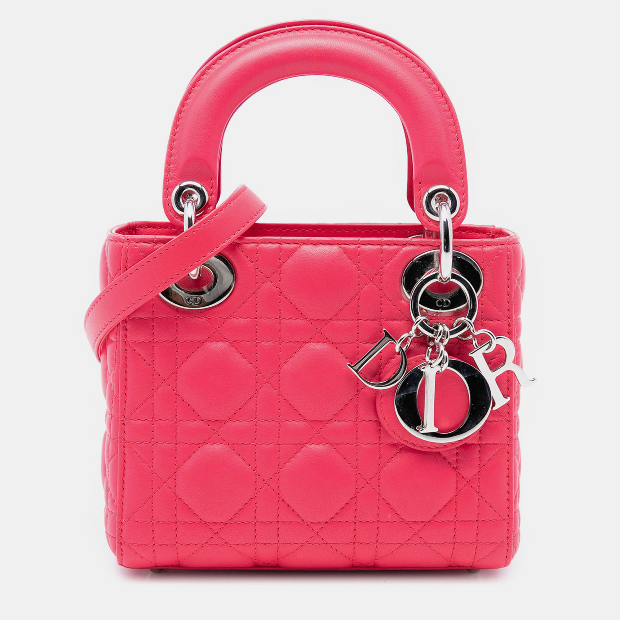 

Dior Pink Mini Lambskin Cannage Lady Dior