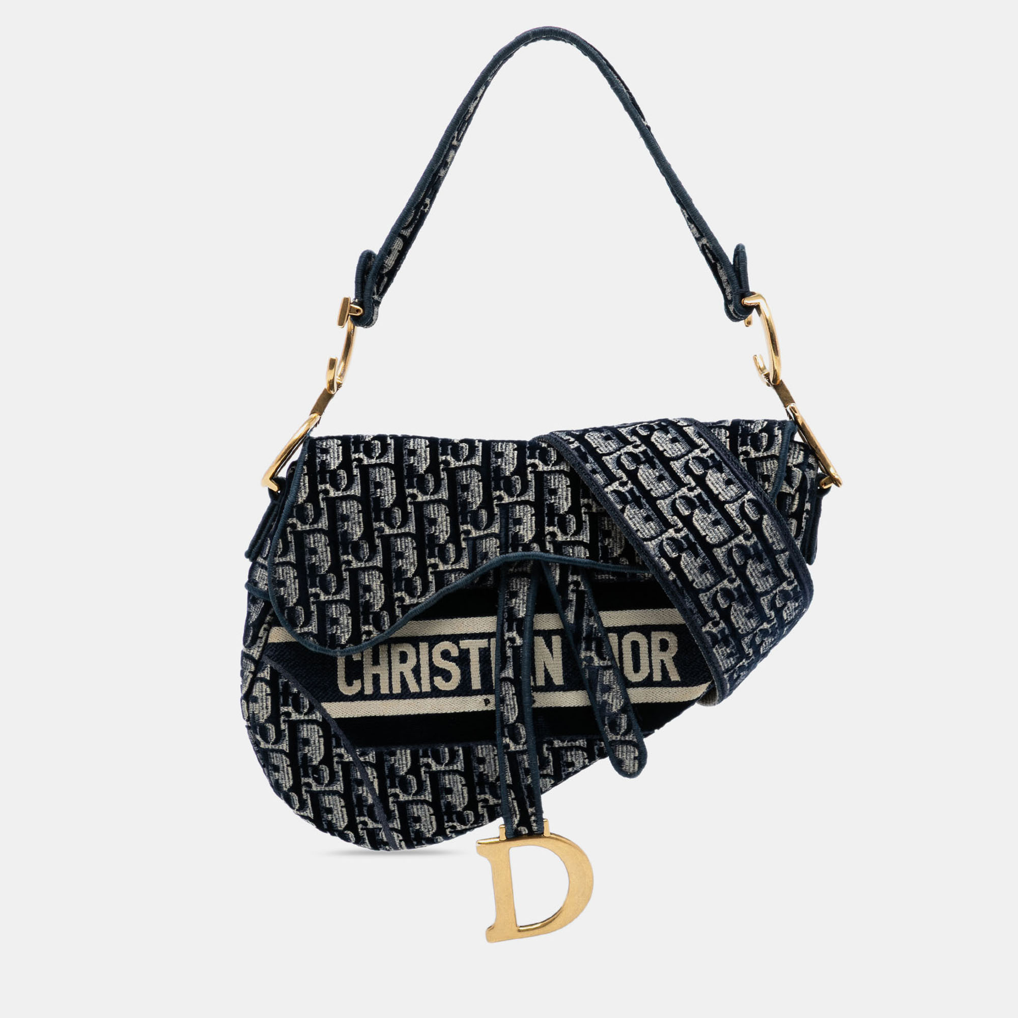 

Dior Blue Oblique Embroidered Velvet Saddle Bag