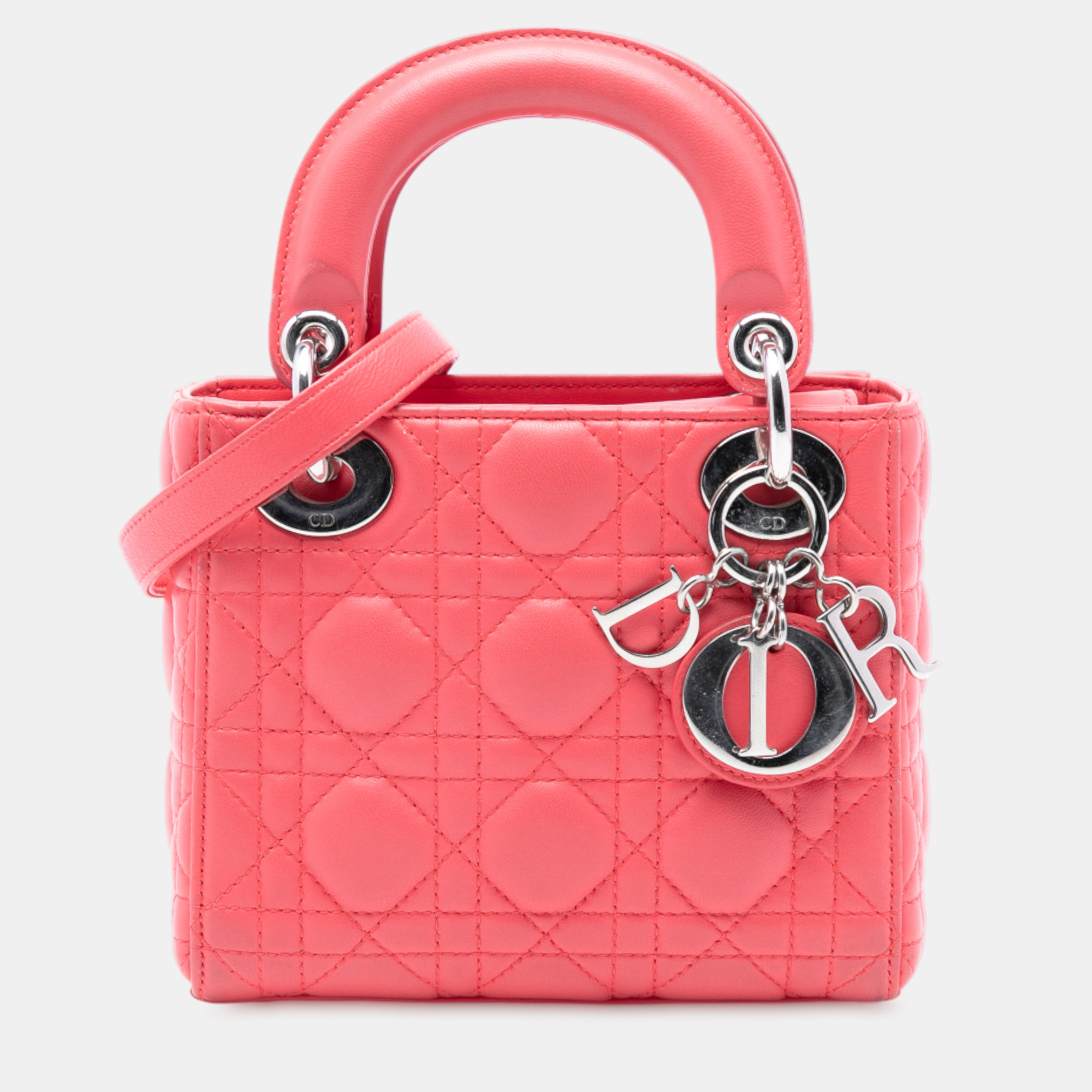 

Dior Pink Mini Lambskin Cannage Lady Dior