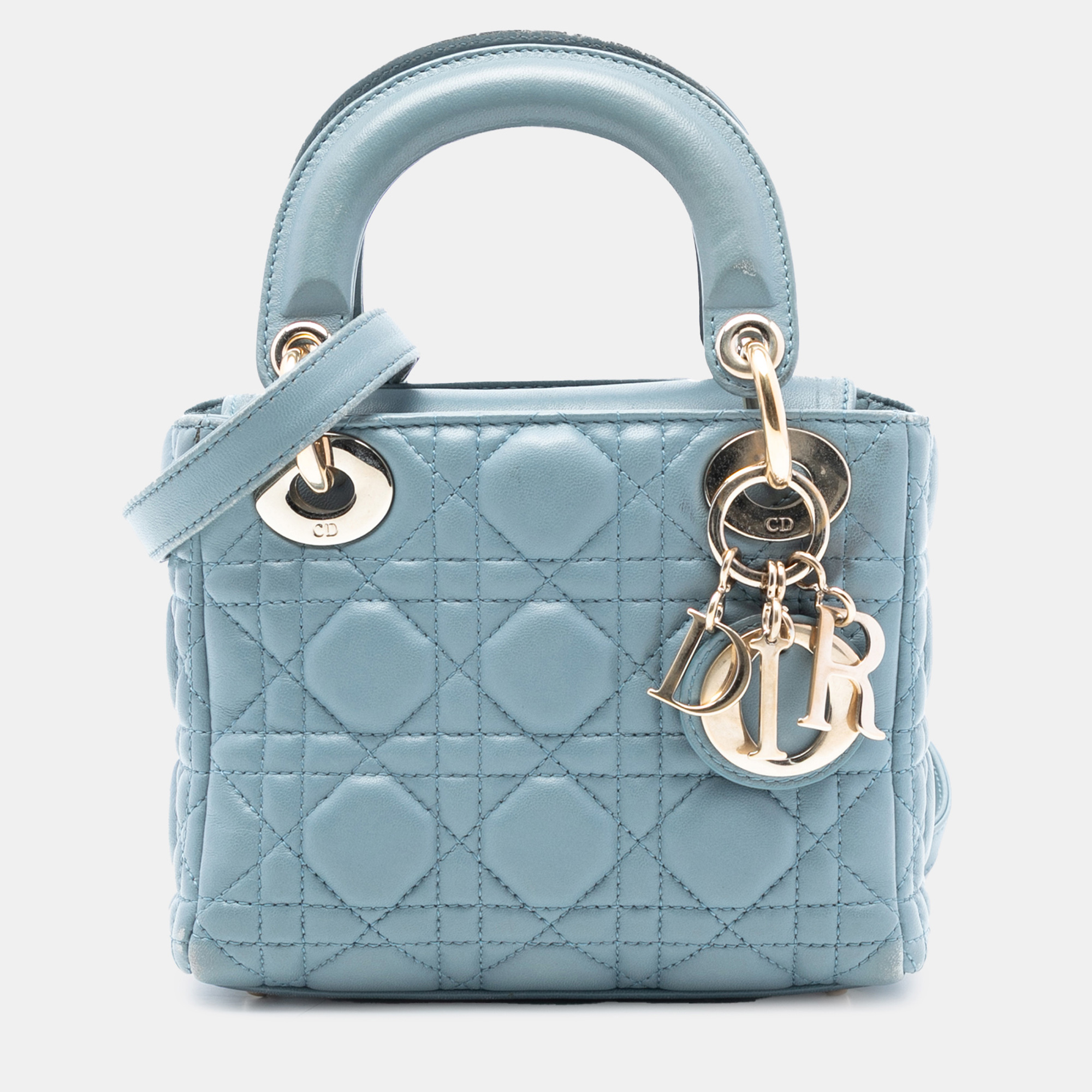 

Dior Blue Mini Lambskin Cannage Lady Dior