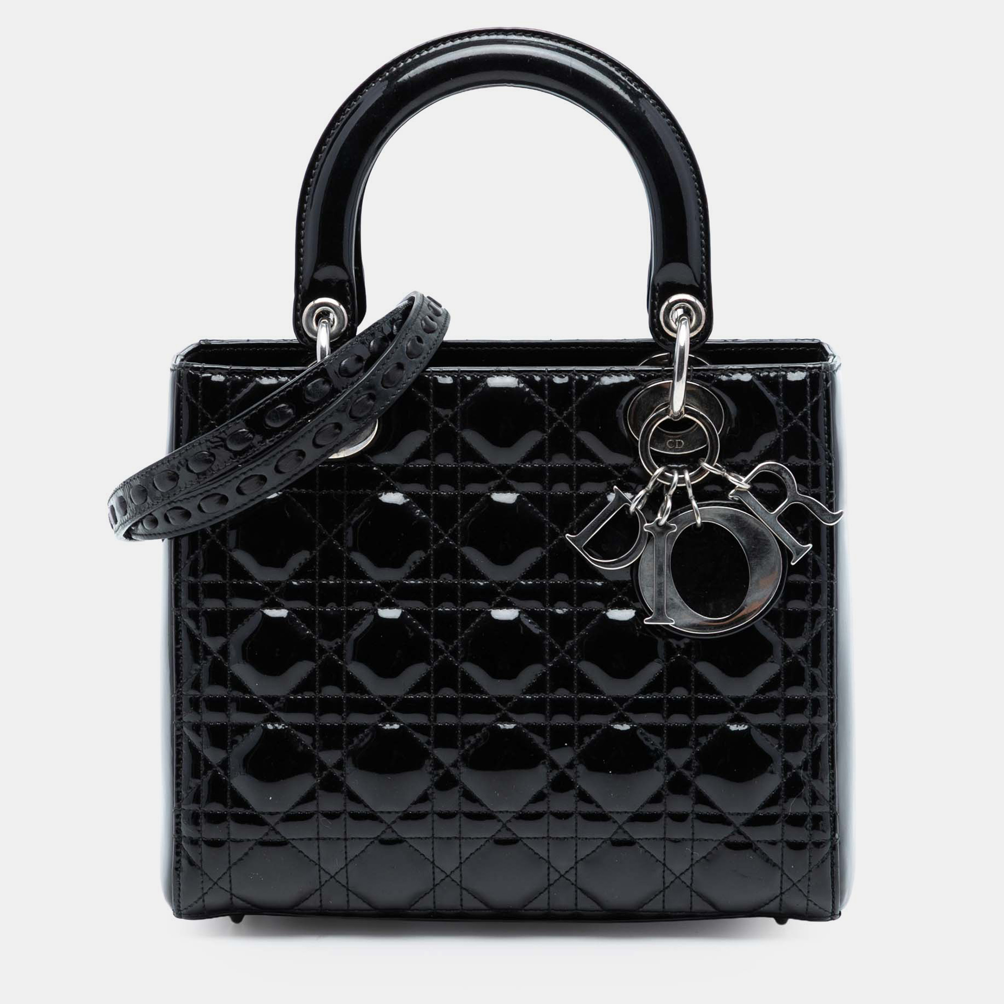

Dior Black Medium Patent Cannage Lady Dior