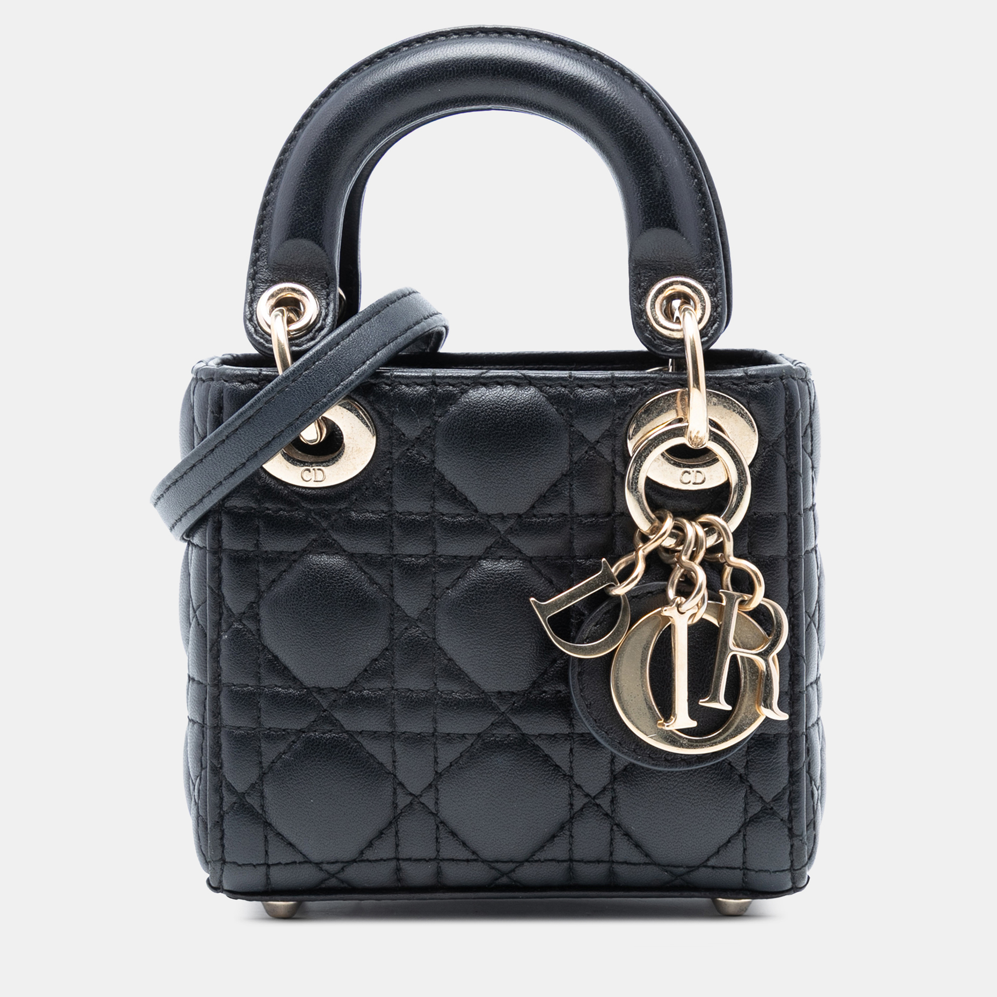 

Dior Black Micro Lambskin Cannage Lady Dior