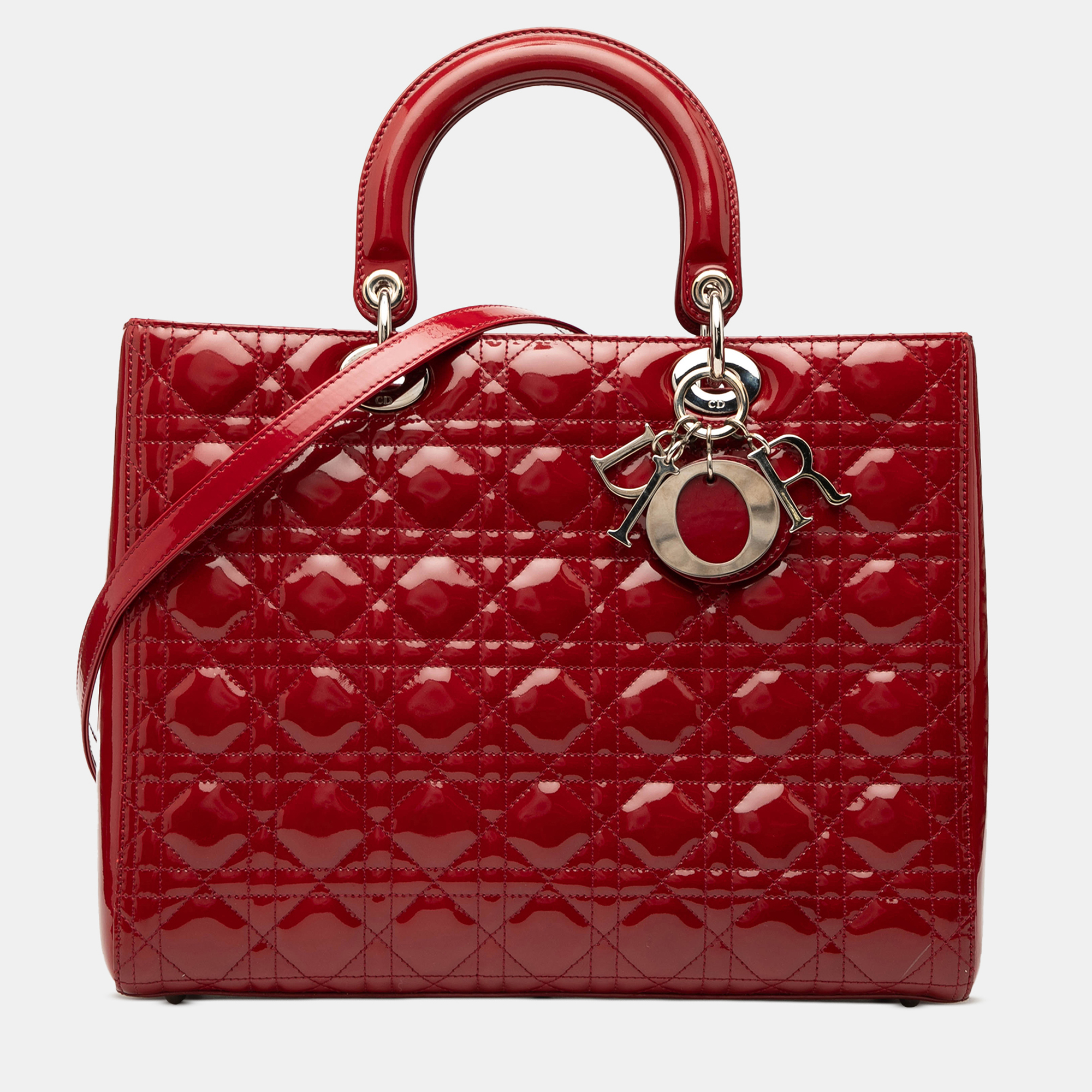 

Dior Red Large Patent Cannage Lady Dior