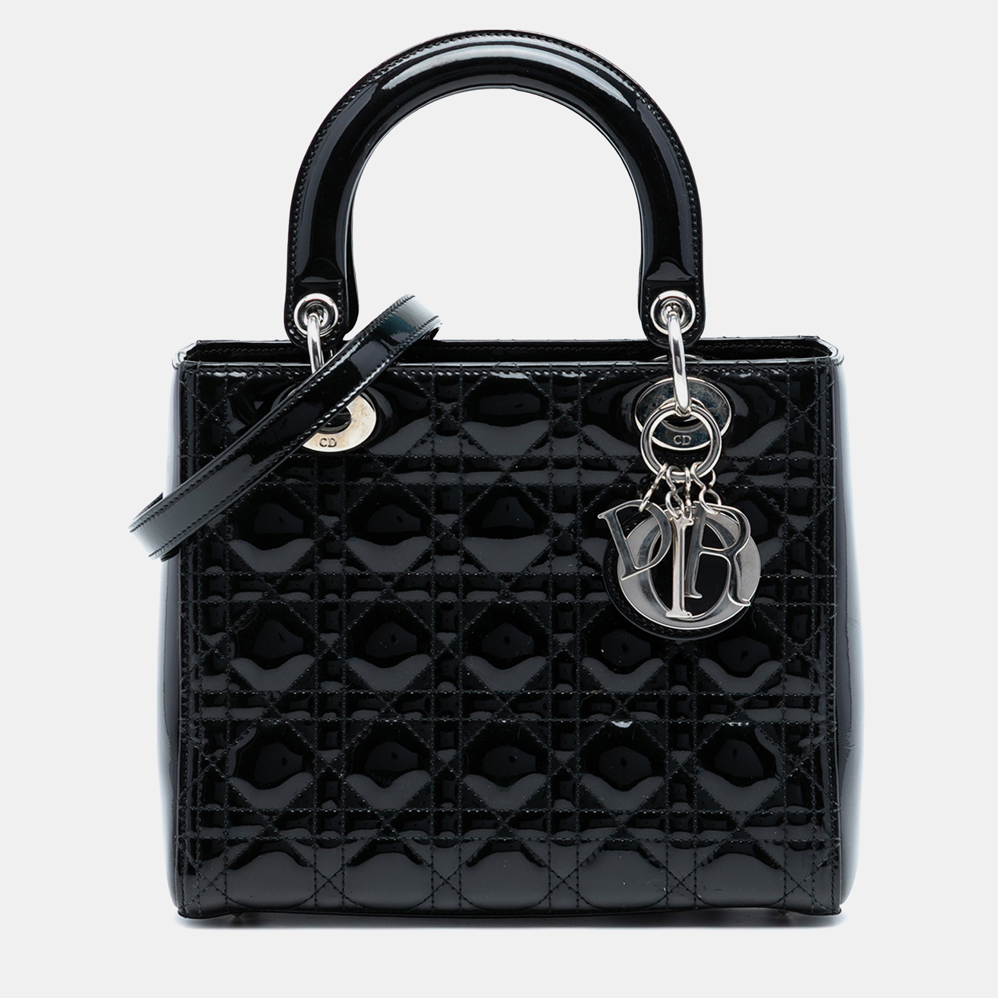 

Dior Black Medium Patent Cannage Lady Dior