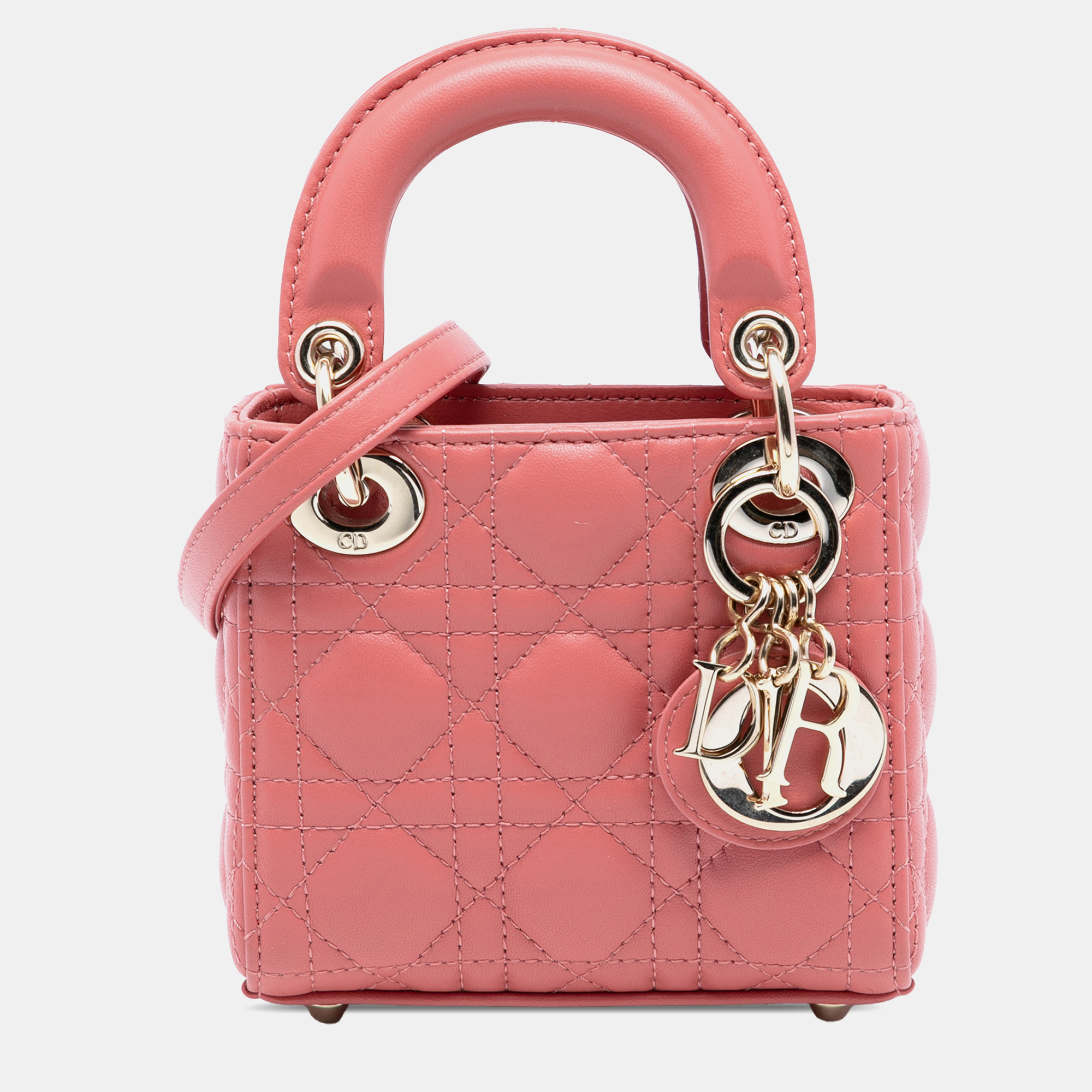 

Dior Pink Micro Lambskin Cannage Lady Dior