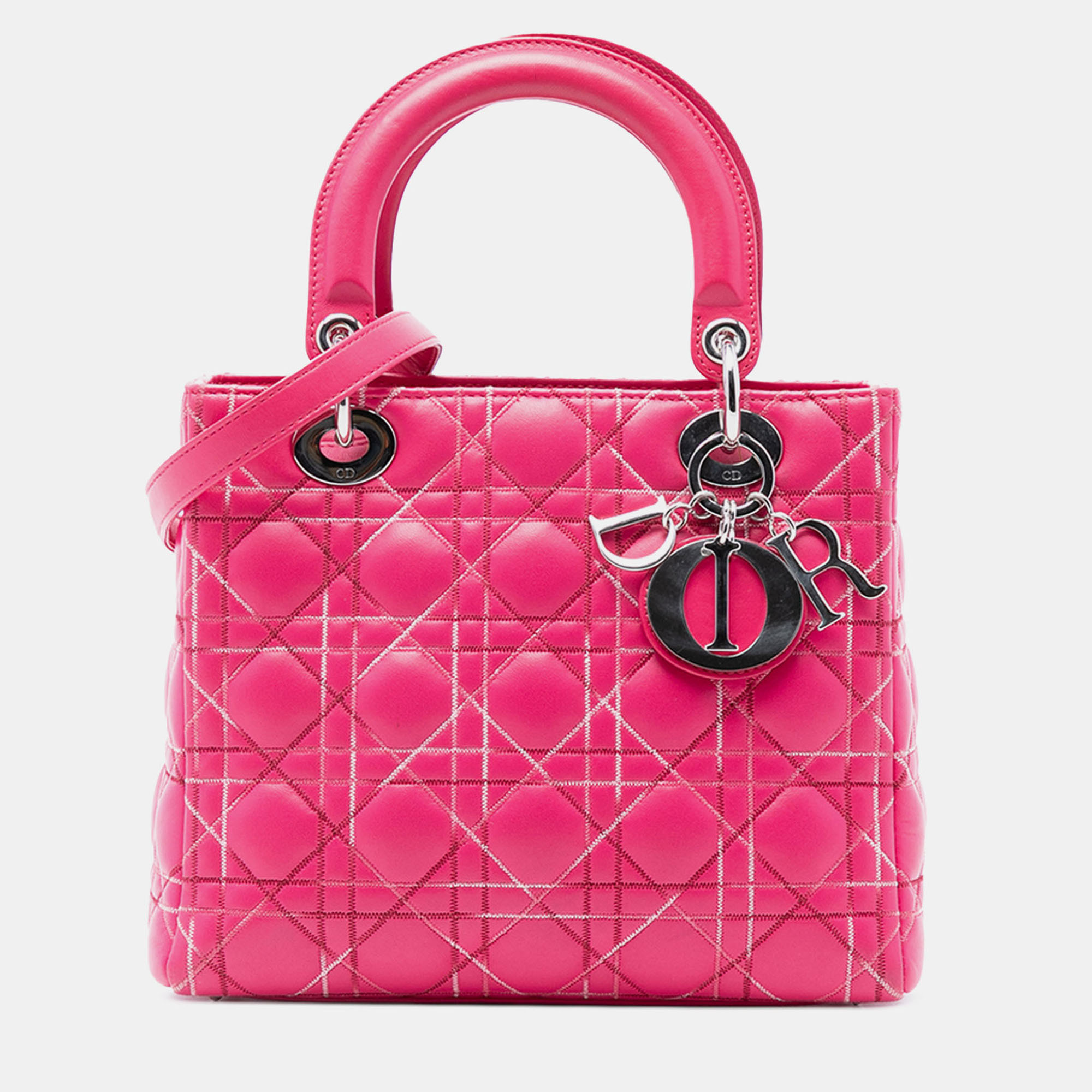 

Dior Pink Medium Lambskin Cannage Lady Dior