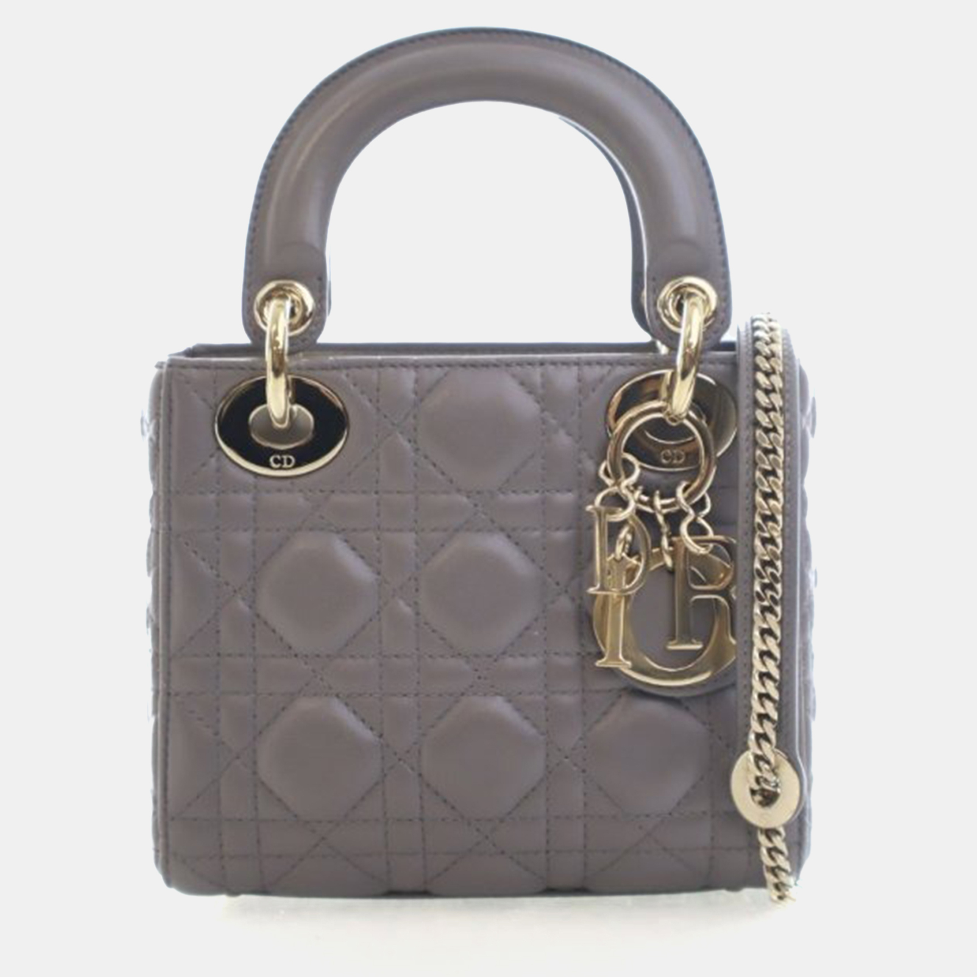 

Christian Dior Mini Lambskin Lady Dior, Grey