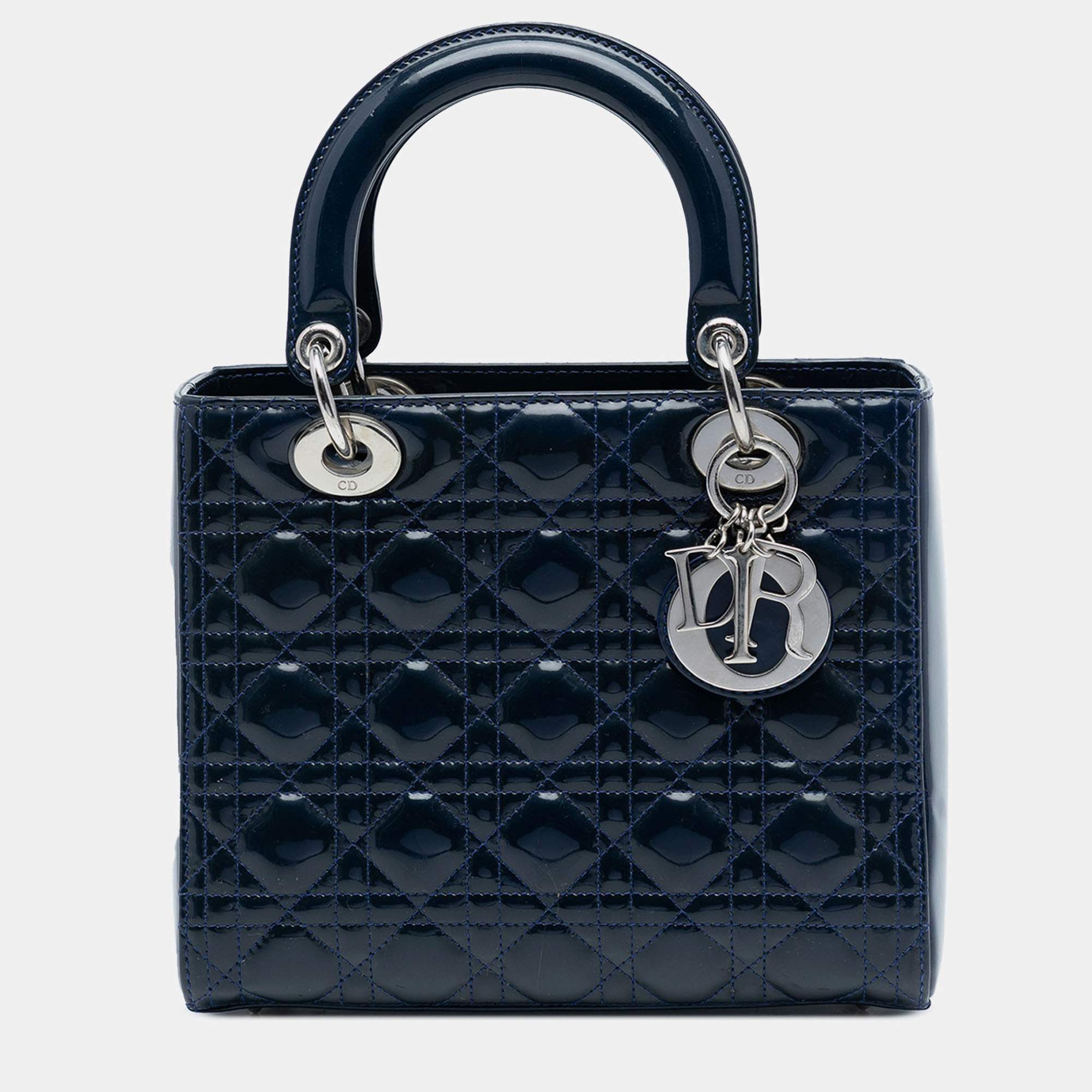 

Dior Blue Medium Patent Cannage Lady Dior