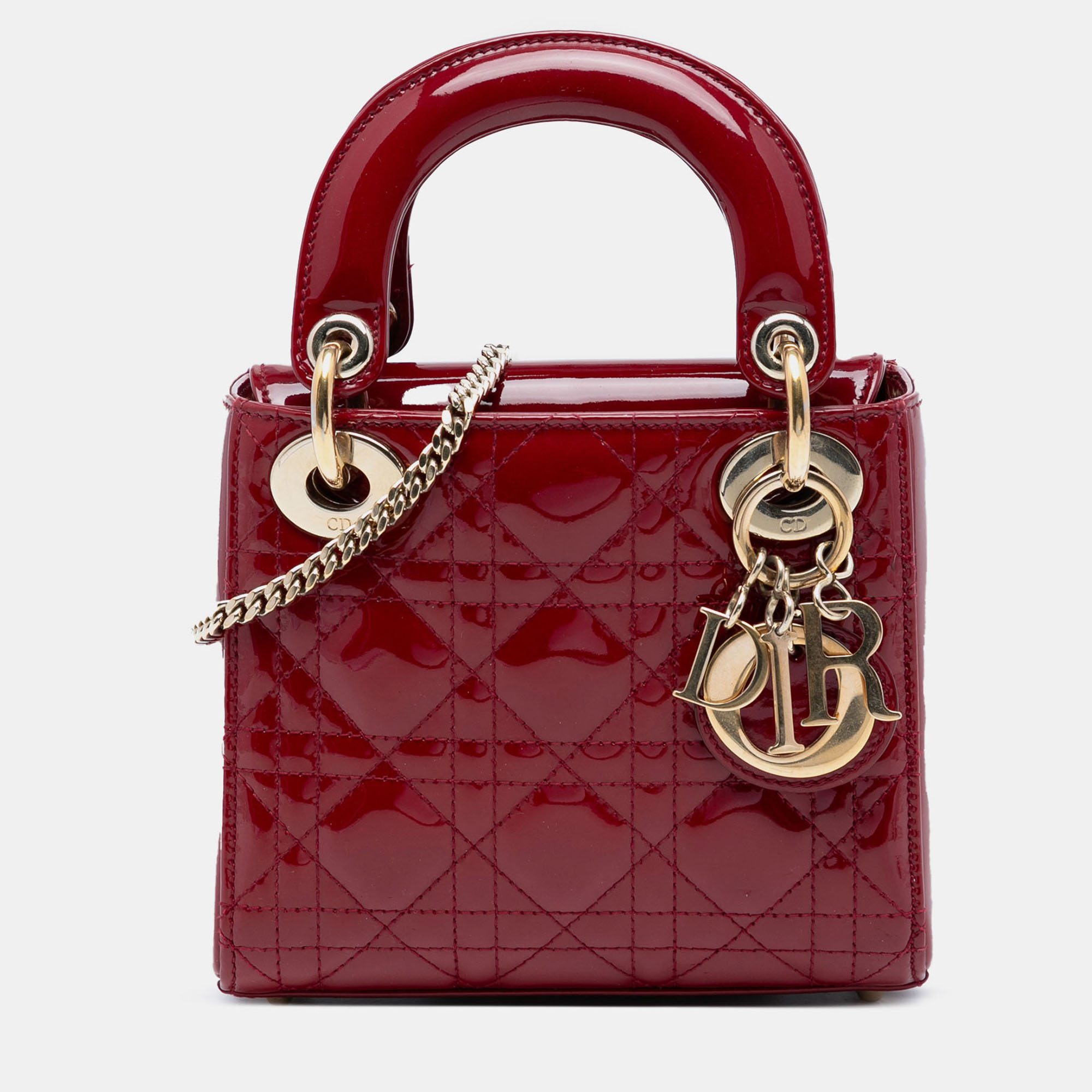 

Dior Red Mini Patent Cannage Lady Dior