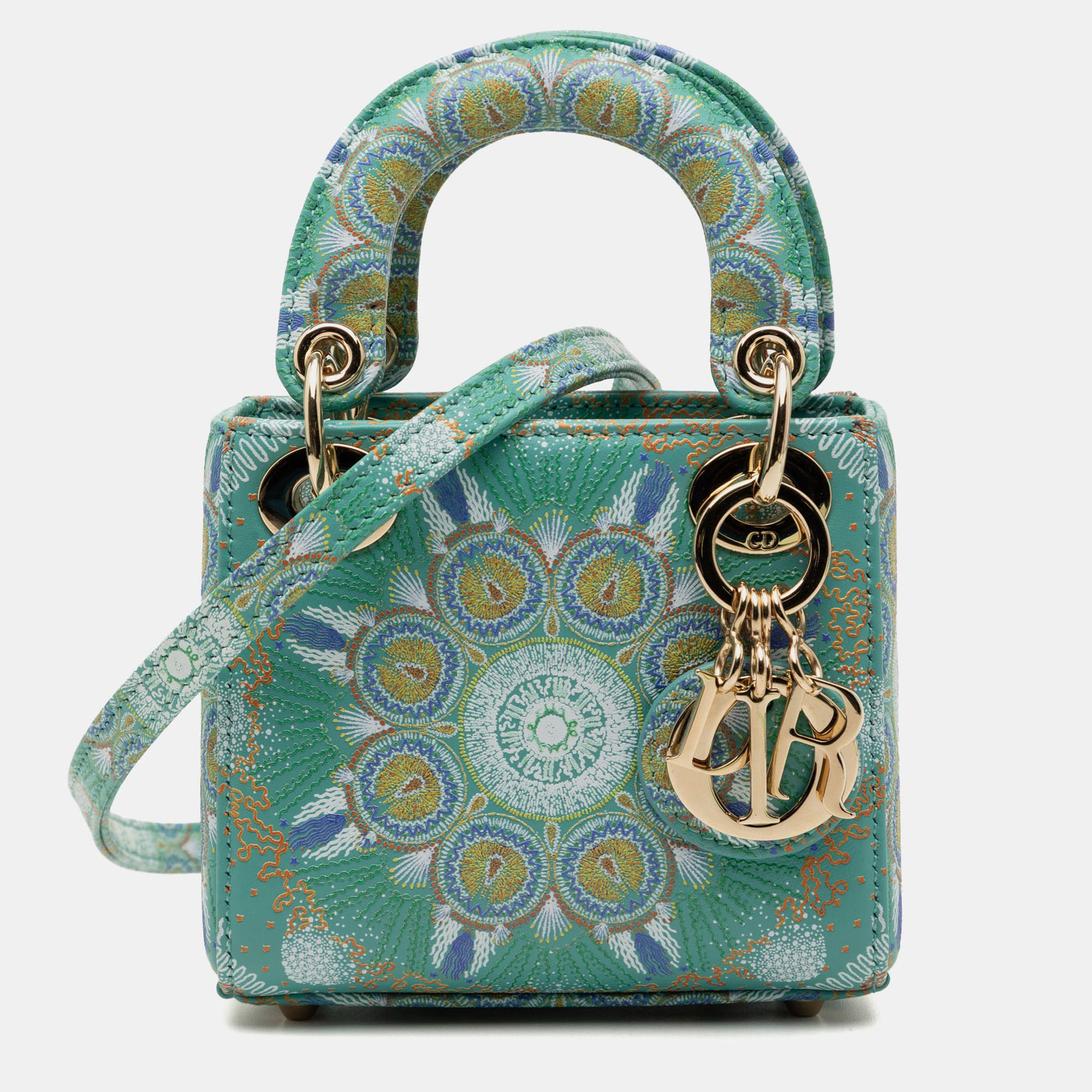 

Dior Green Micro Calfskin In Lights Lady Dior