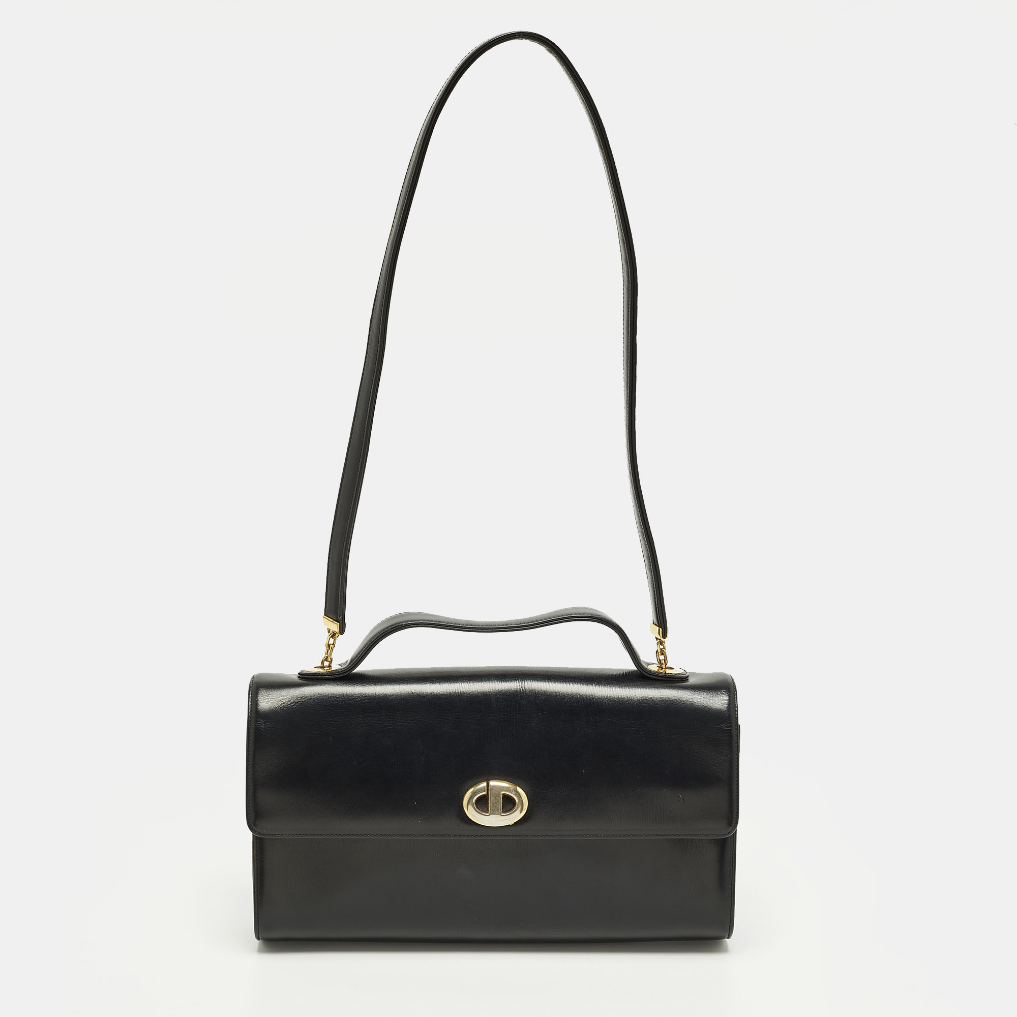 

Dior Black Leather Vintage Top Handle Bag