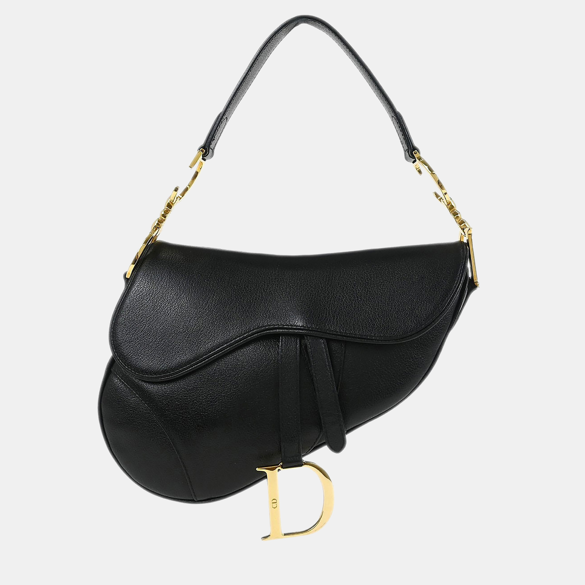

Christian Dior Black Leather Saddle Handbag