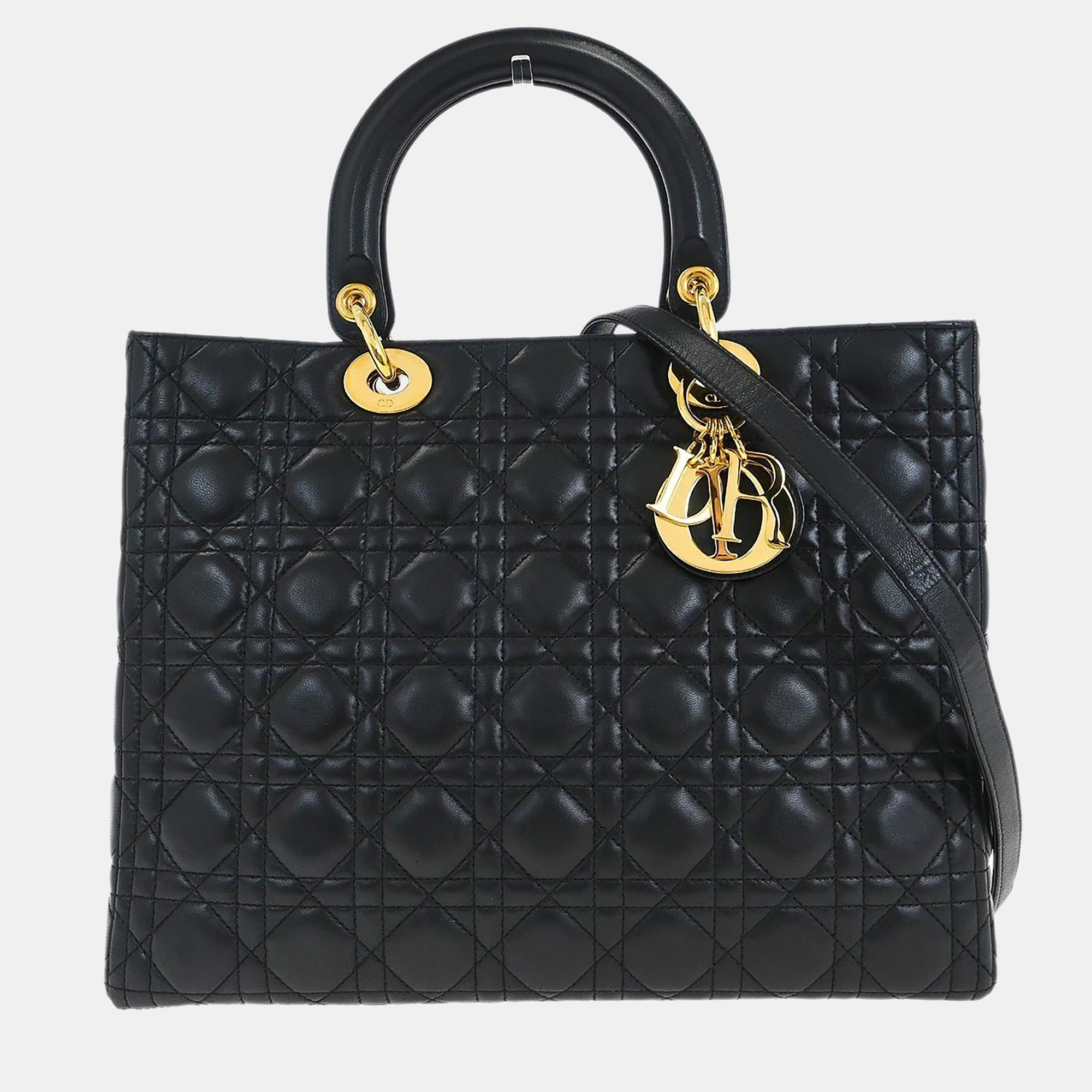 

Christian Dior Black Lambskin Lady Dior Cannage 2way Handbag